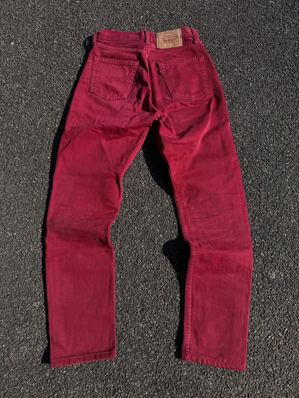 Vintage 90s Levi’s 534 02 Red Denim Jeans made in UK