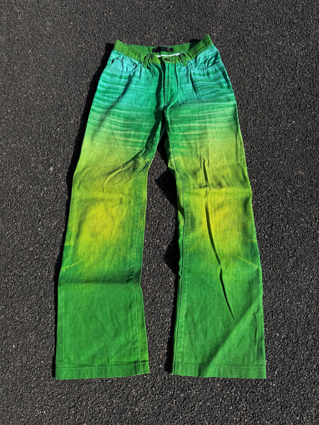 Just Cavalli Vintage Y2K Roberto Cavalli Faded Green Flared Jeans