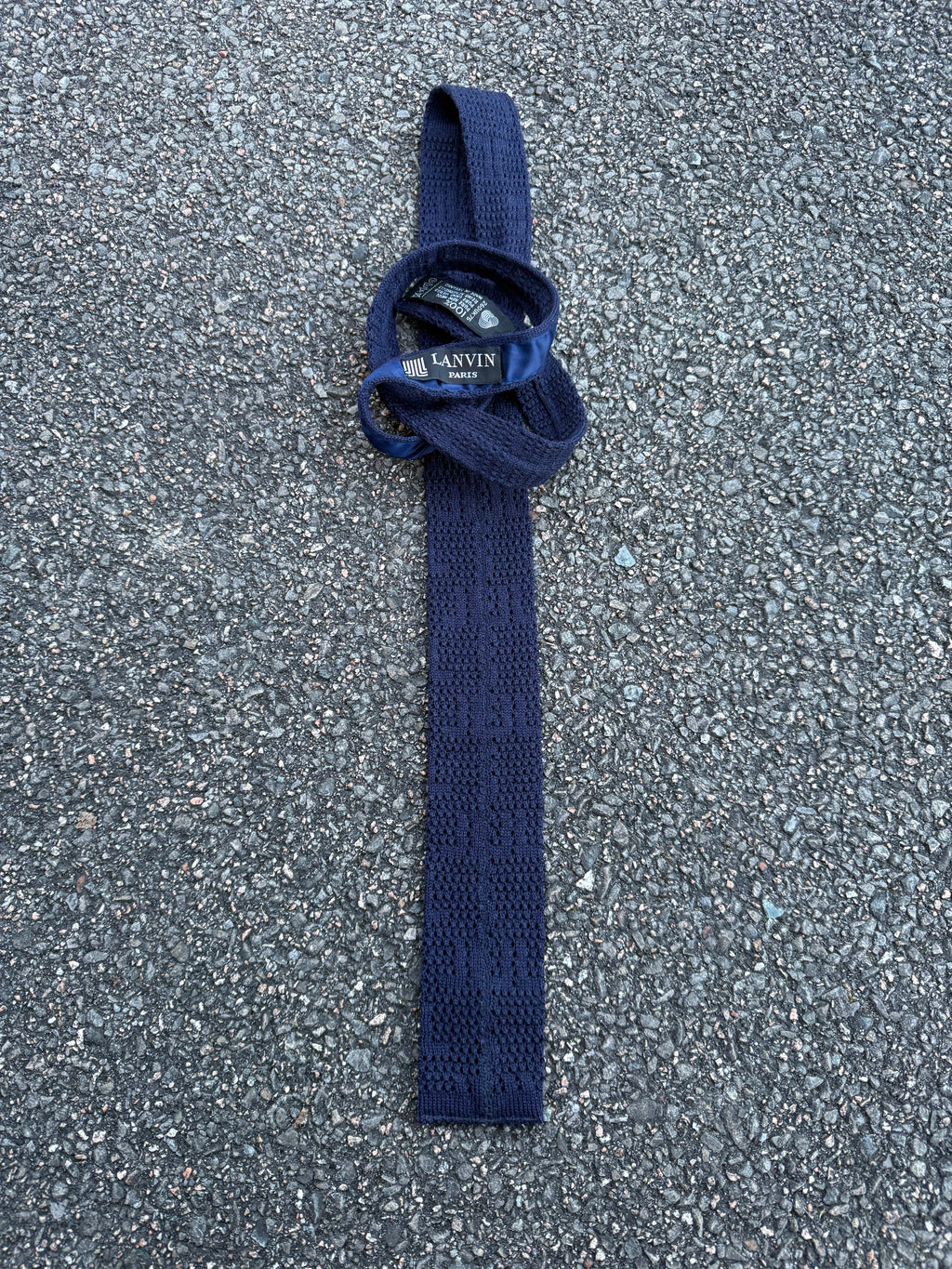 Vintage 90s Lanvin Wool Knitted Tie made in England