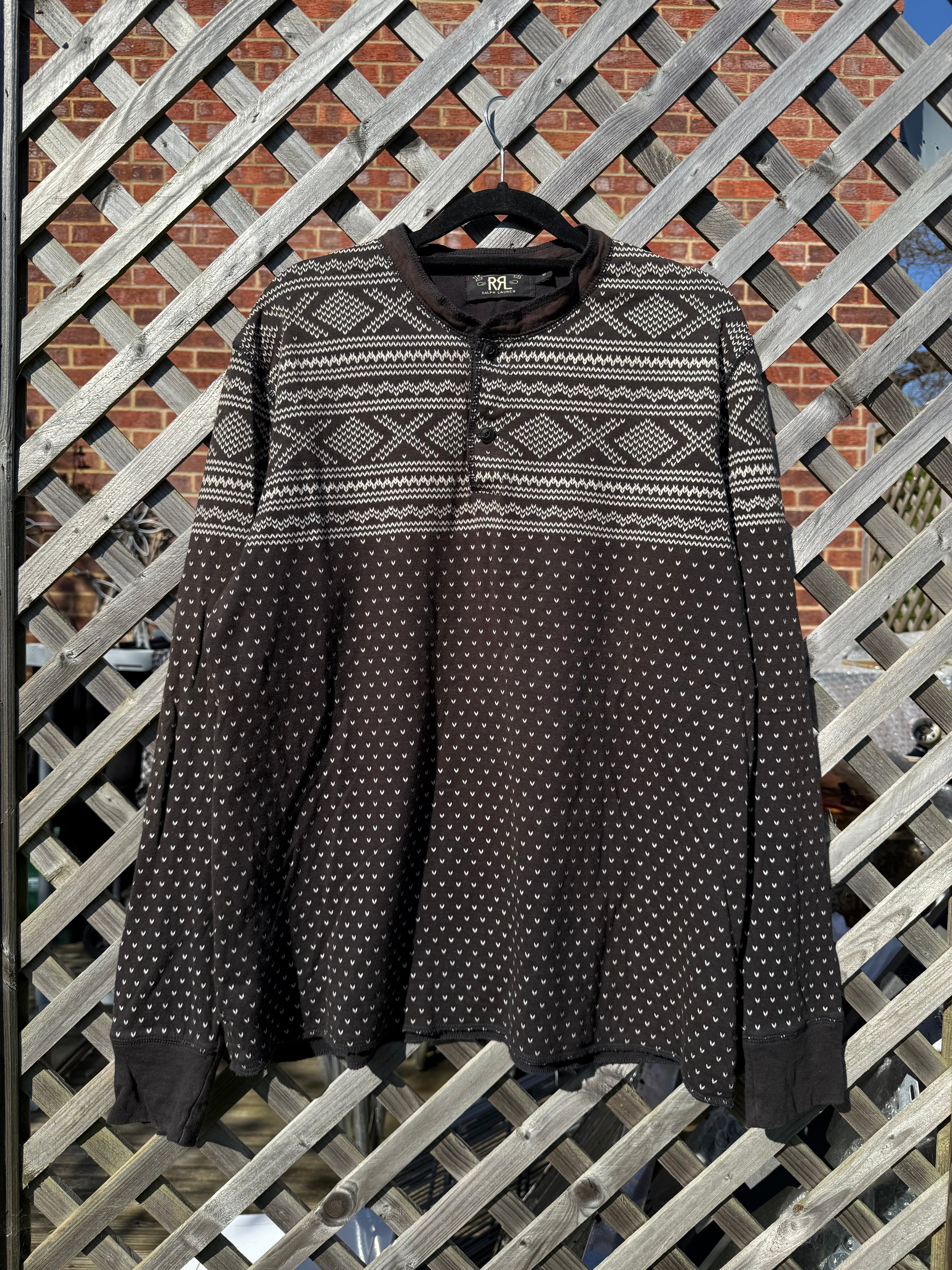 RRL Ralph Lauren Double RL Western Henley Long Sleeve Sweater