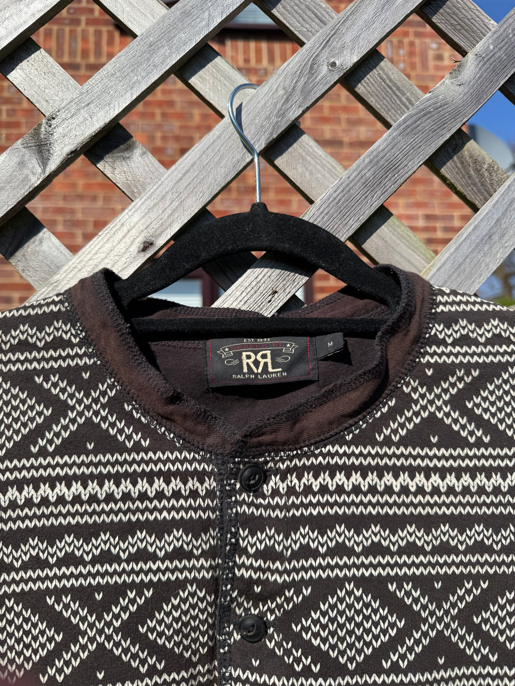 RRL Ralph Lauren Double RL Western Henley Long Sleeve Sweater