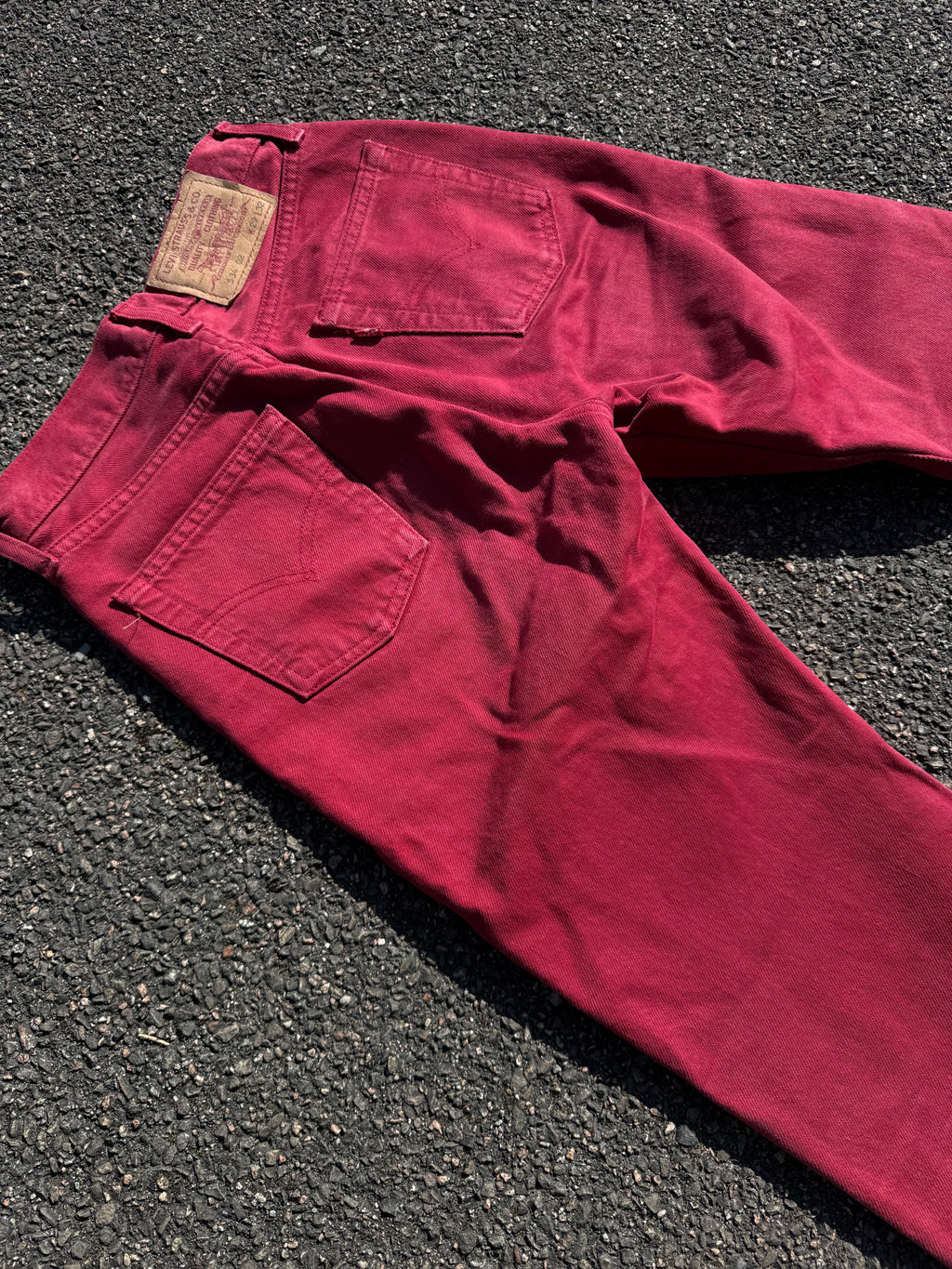 Vintage 90s Levi’s 534 02 Red Denim Jeans made in UK