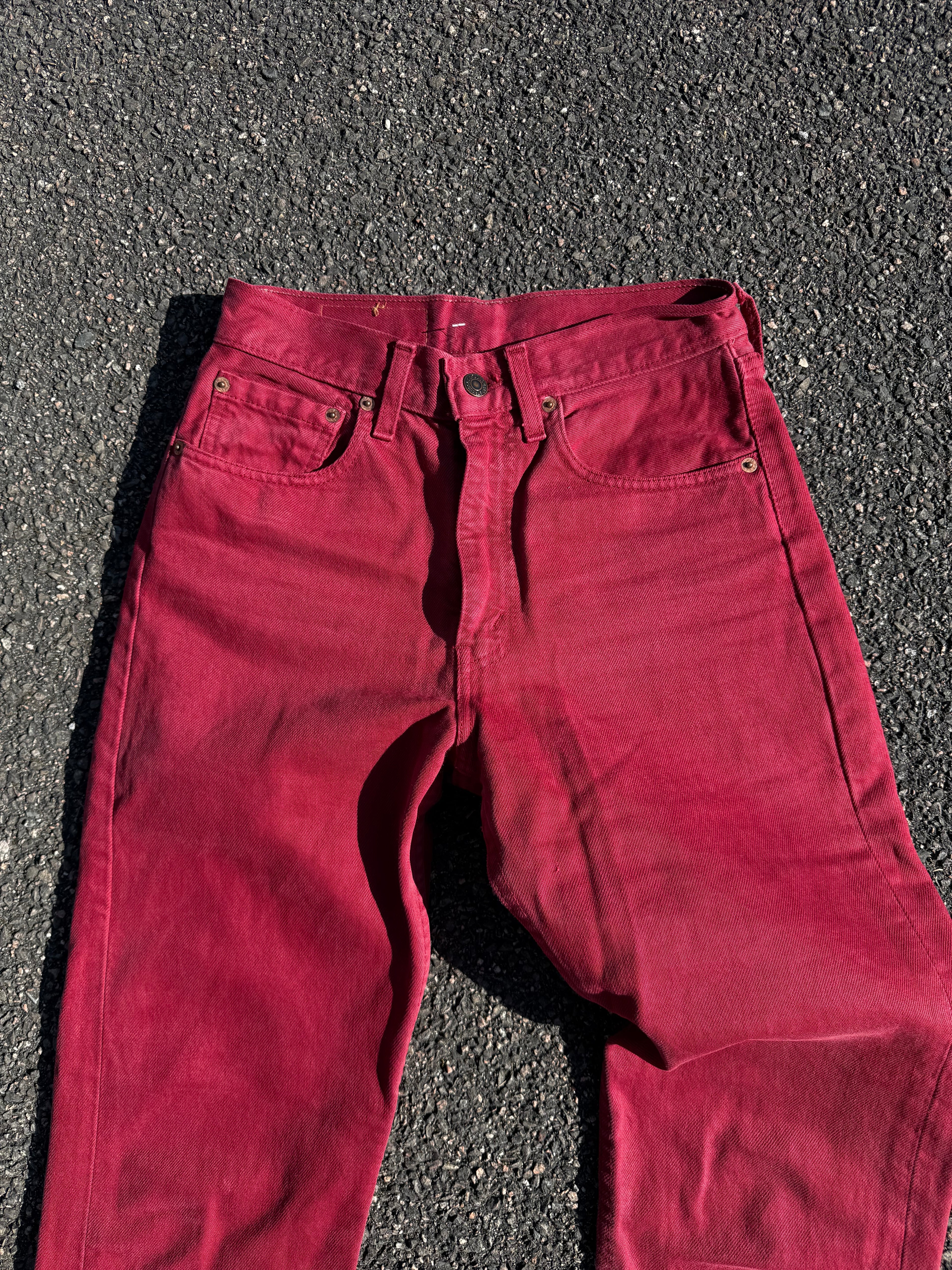 Vintage 90s Levi’s 534 02 Red Denim Jeans made in UK