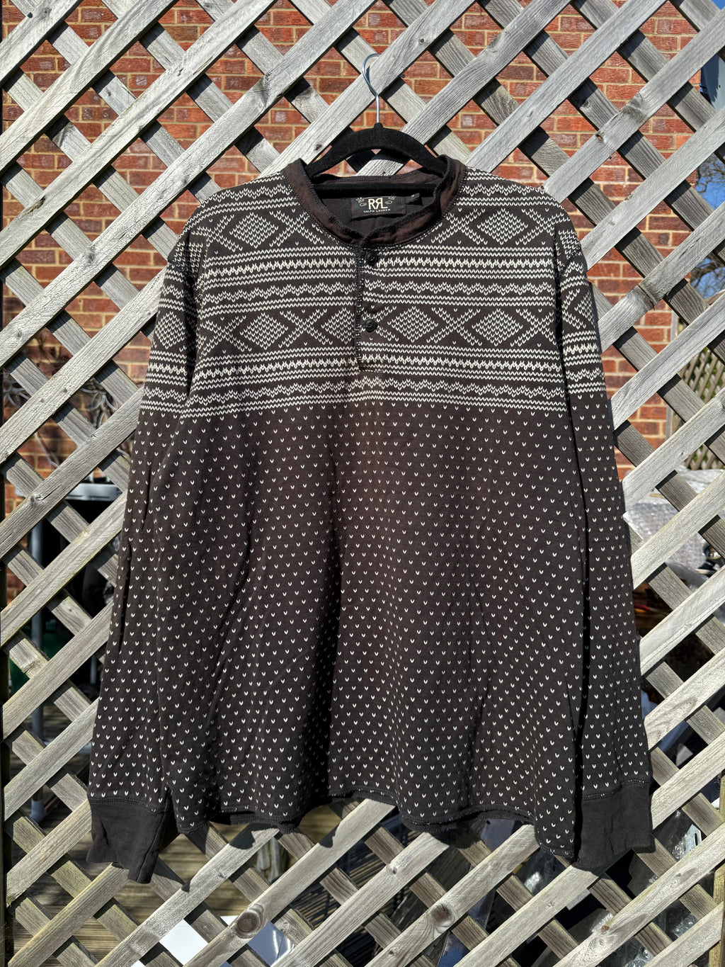 RRL Ralph Lauren Double RL Western Henley Long Sleeve Sweater