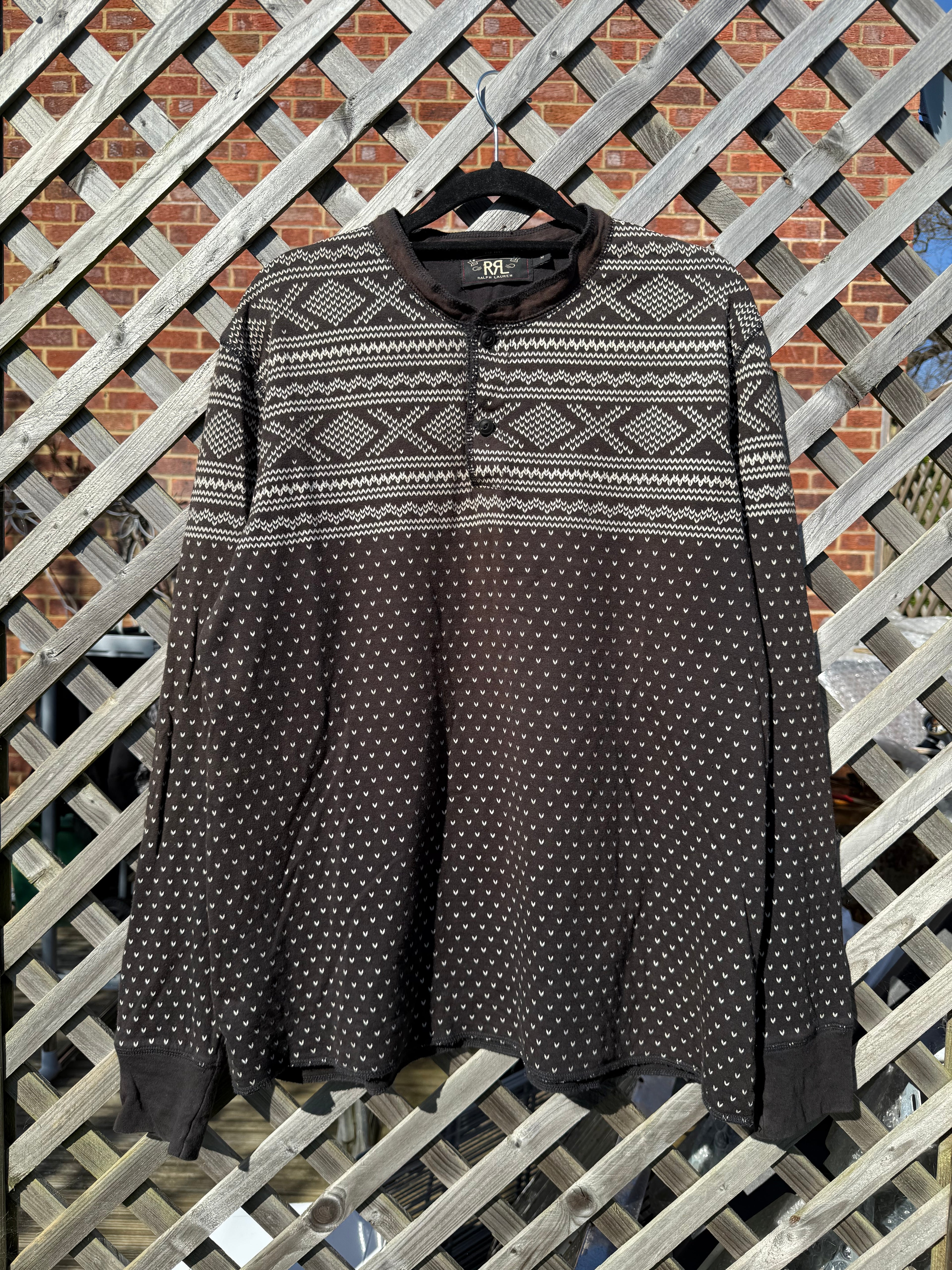 RRL Ralph Lauren Double RL Western Henley Long Sleeve Sweater