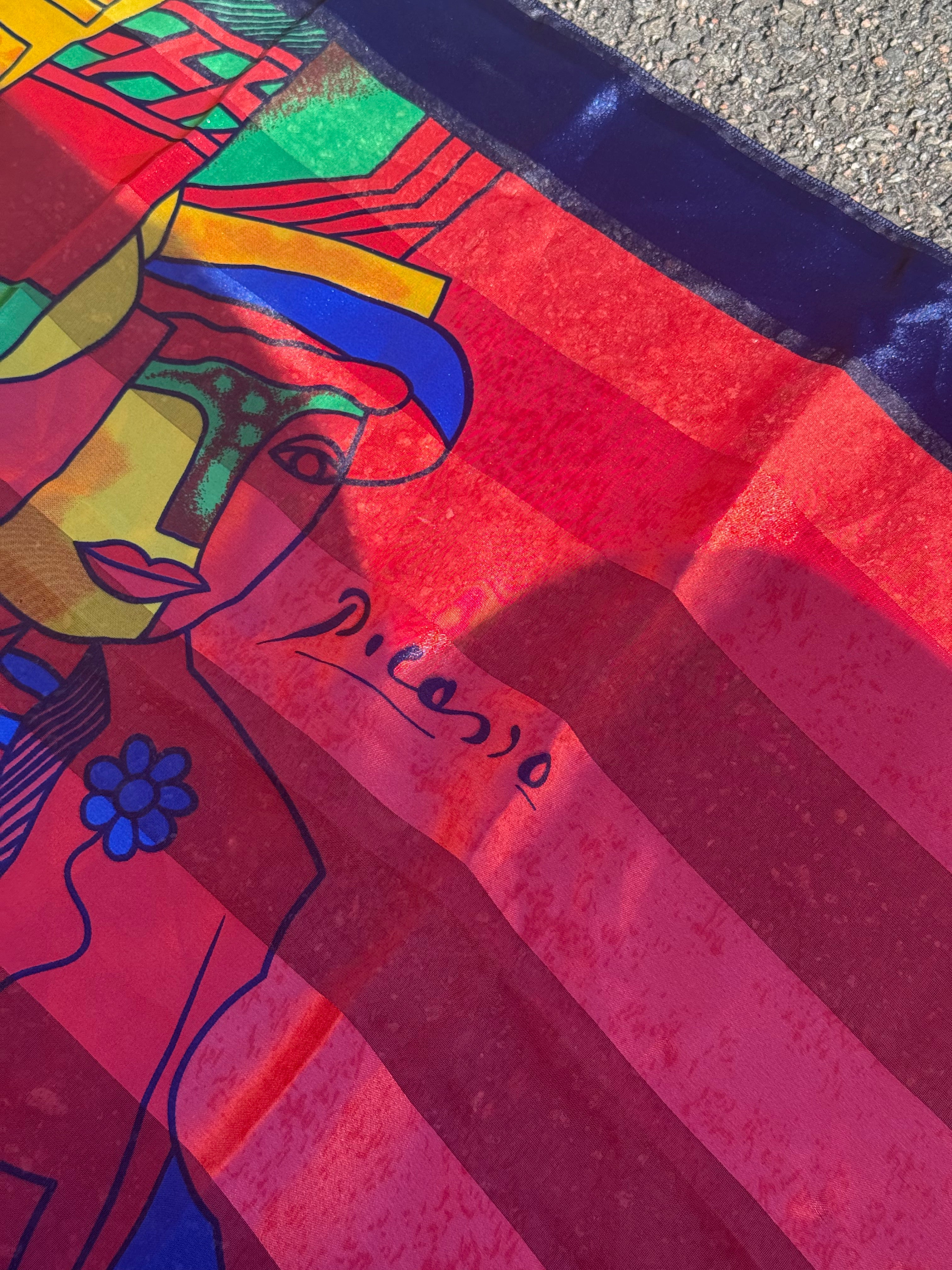 Pablo Picasso Vintage 2000s Abstract Art Satin Scarf