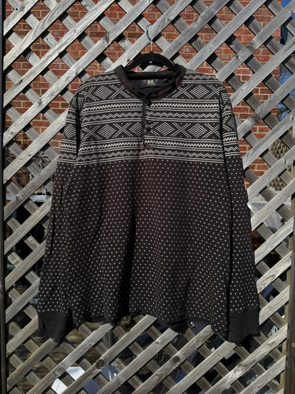 RRL Ralph Lauren Double RL Western Henley Long Sleeve Sweater