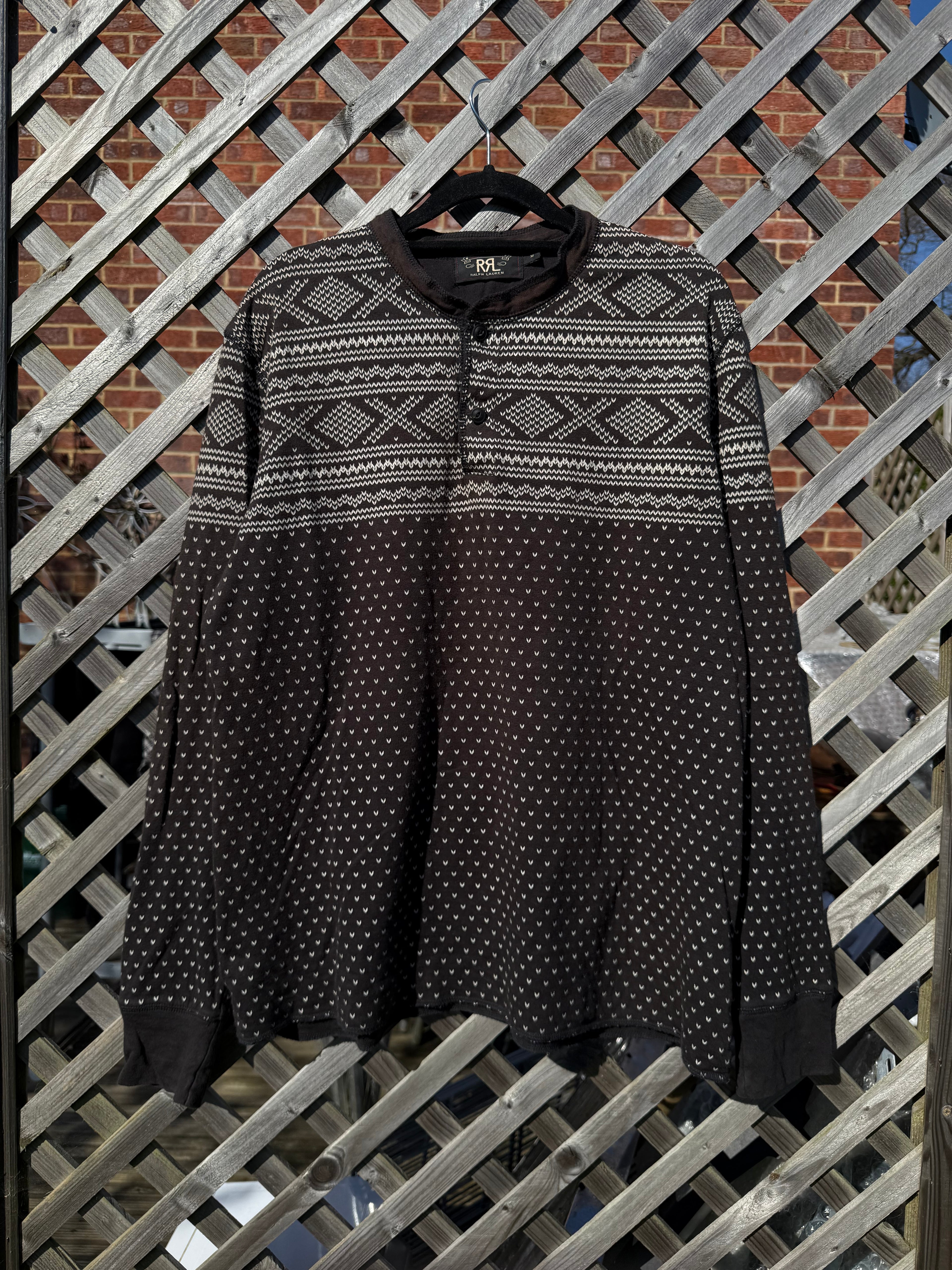RRL Ralph Lauren Double RL Western Henley Long Sleeve Sweater