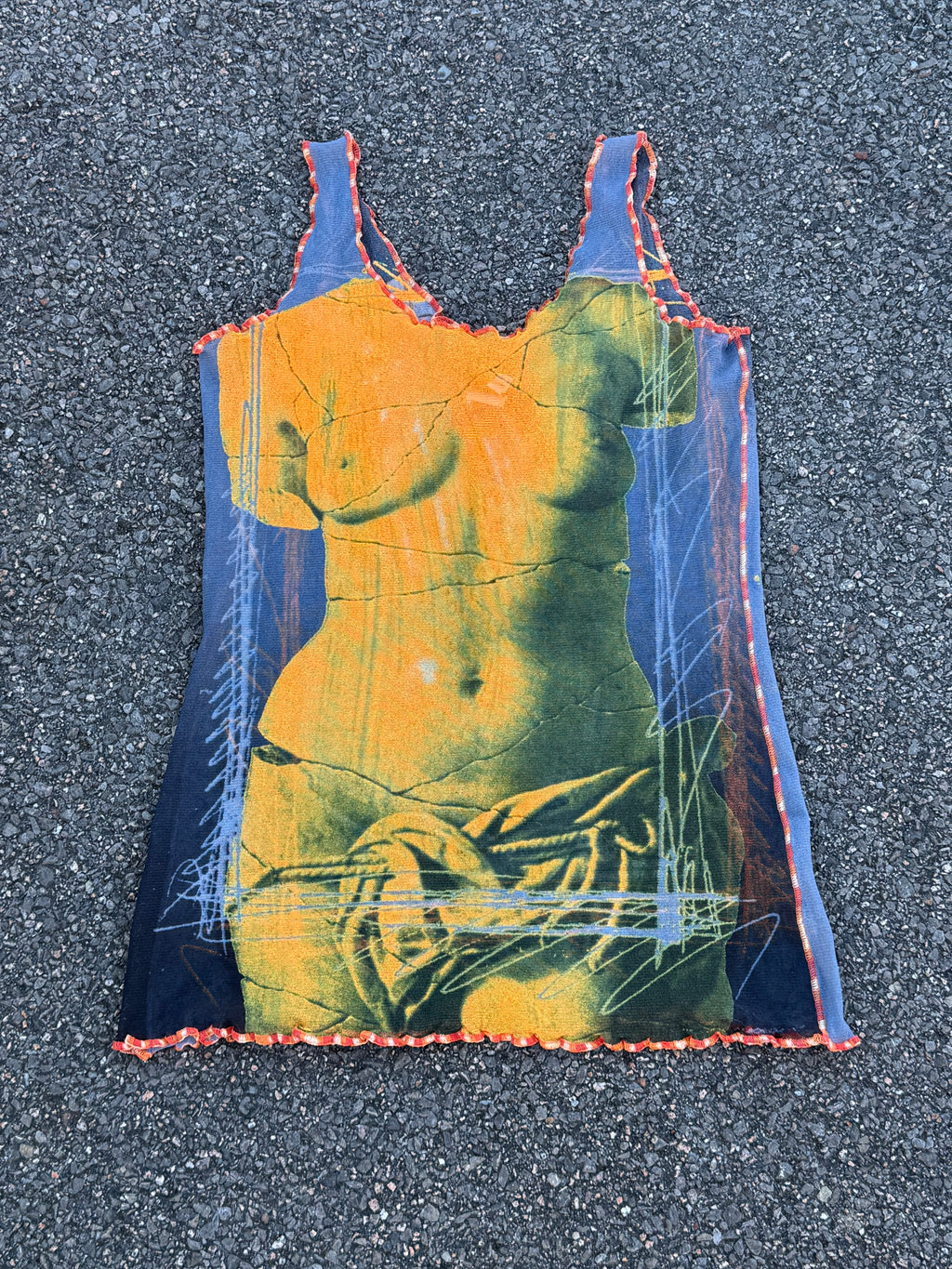 Jean Paul Gaultier Vintage S/S 1999 Archival Venus De Milo Statue Mesh Tank Top