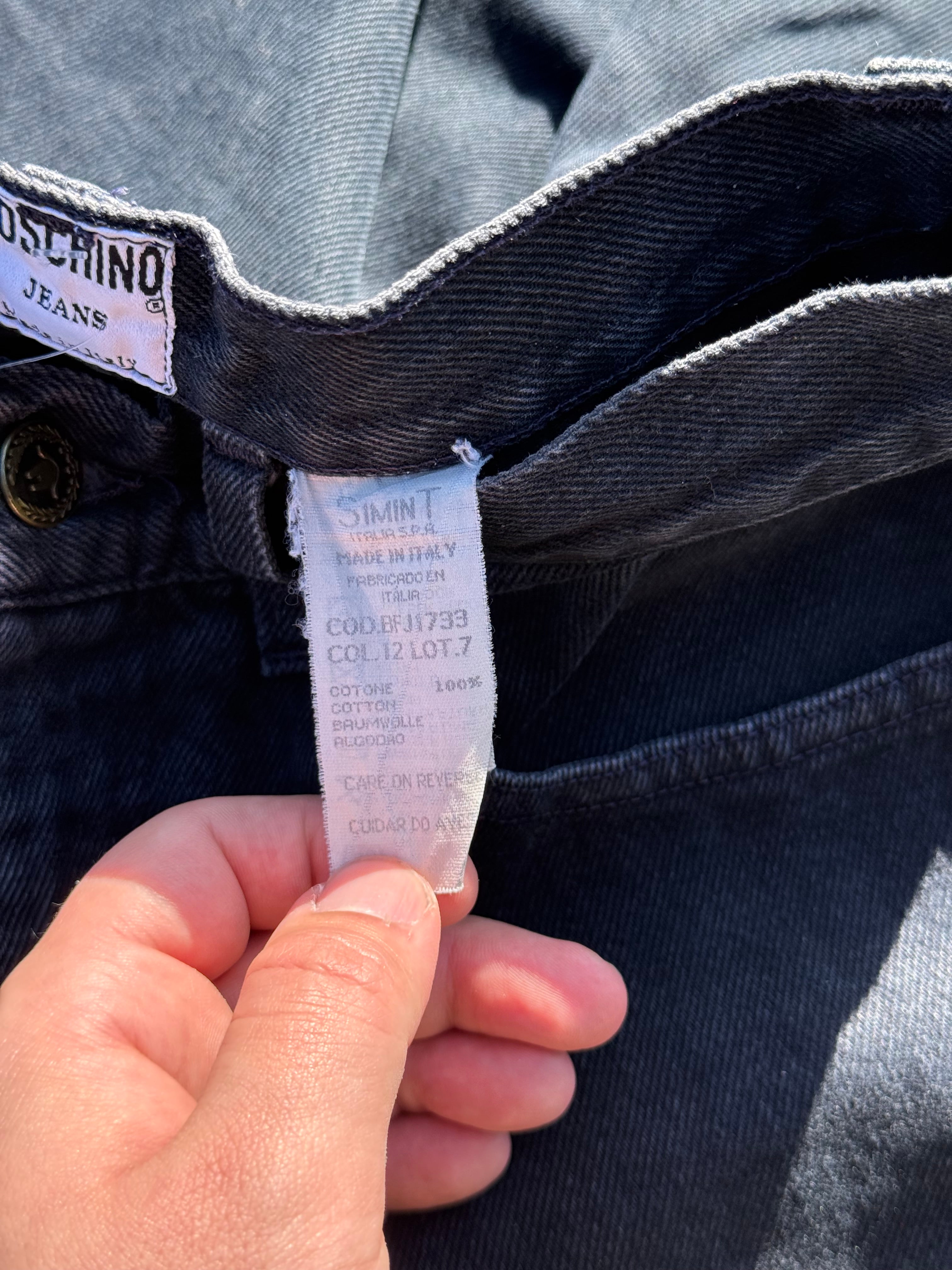 Moschino Vintage 90s Peace Faded Black Denim Jeans