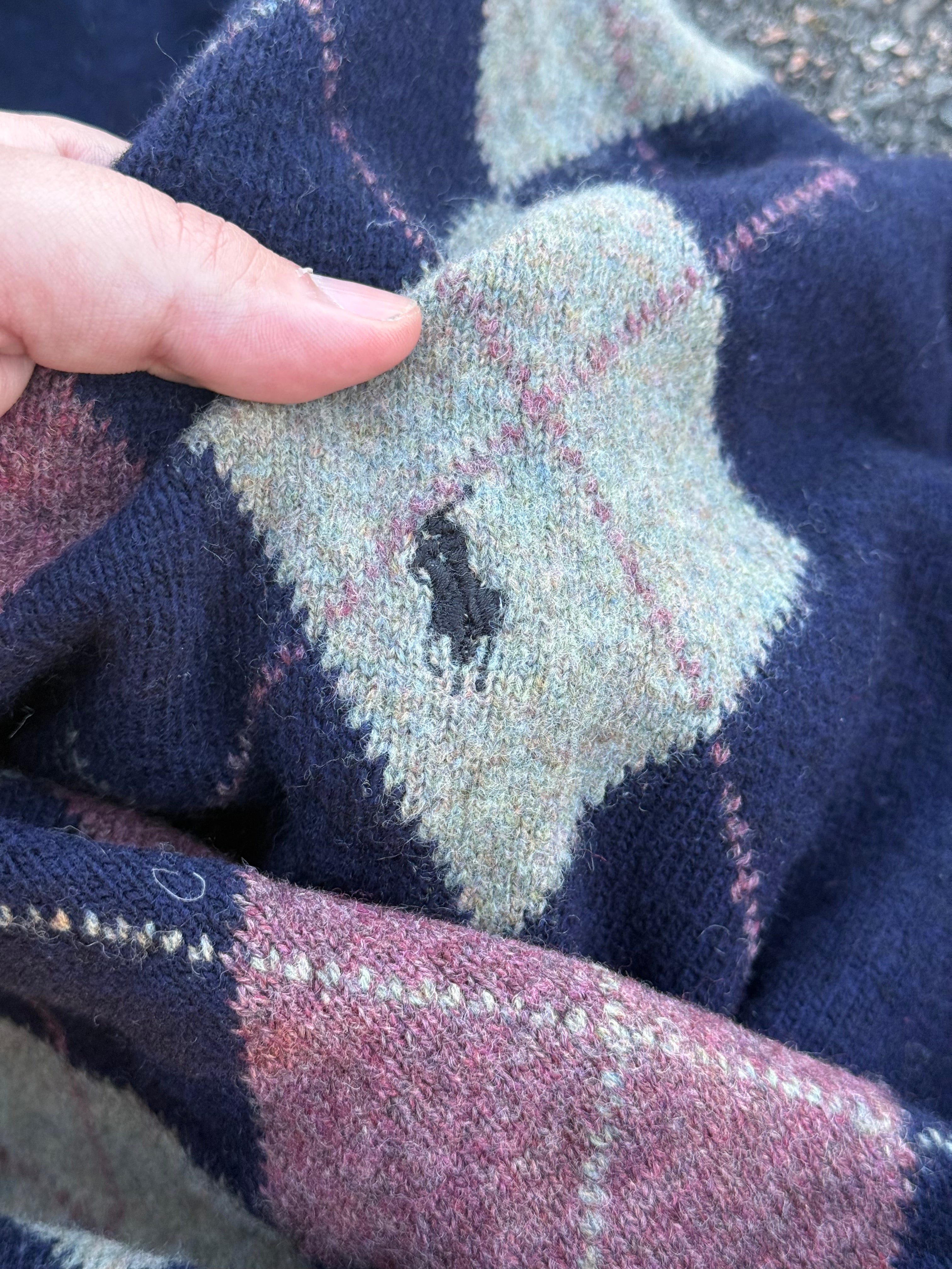 Polo Ralph Lauren Vintage 80s Made in USA Wool V Neck Sweater