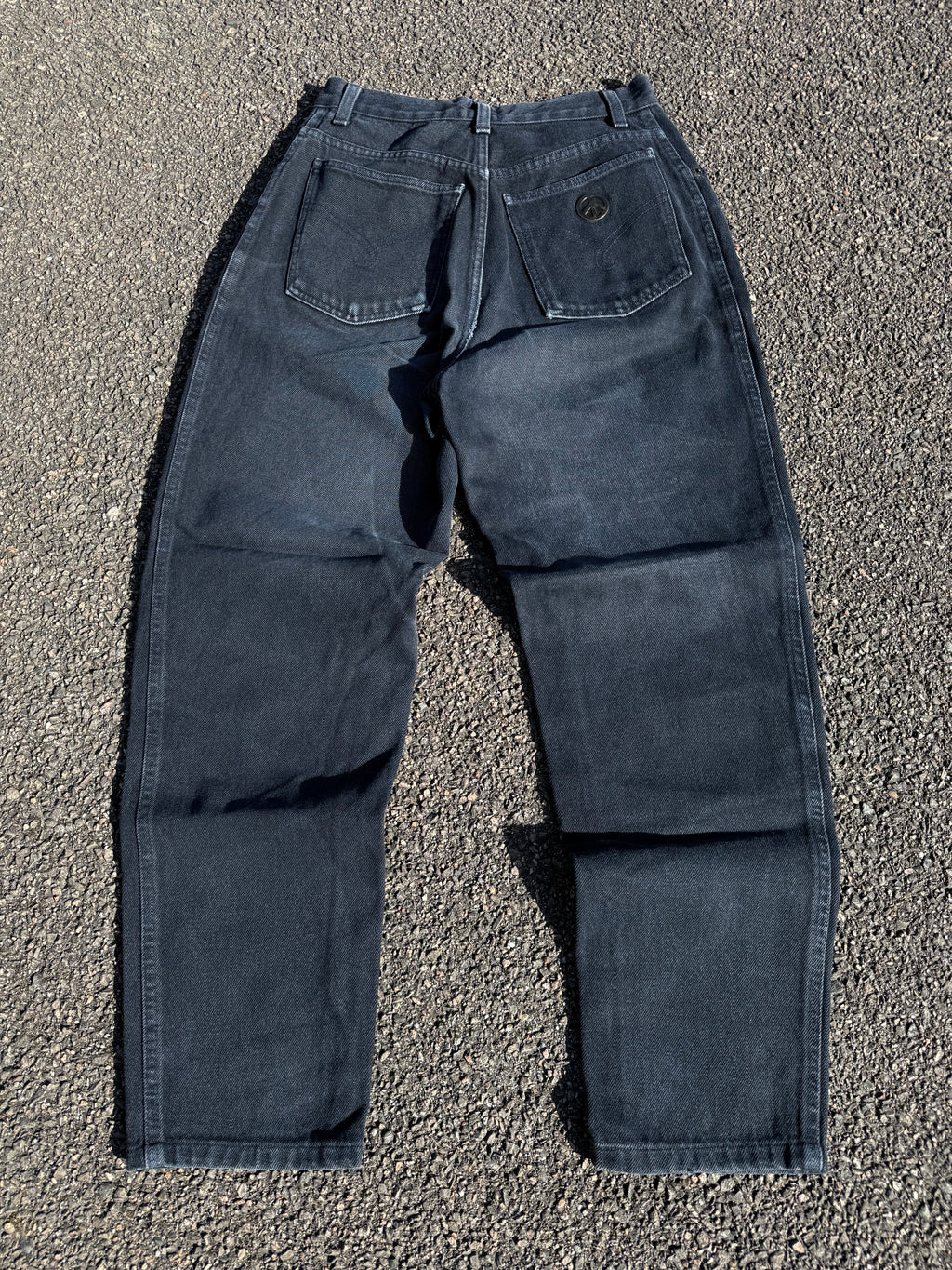 Moschino Vintage 90s Peace Faded Black Denim Jeans
