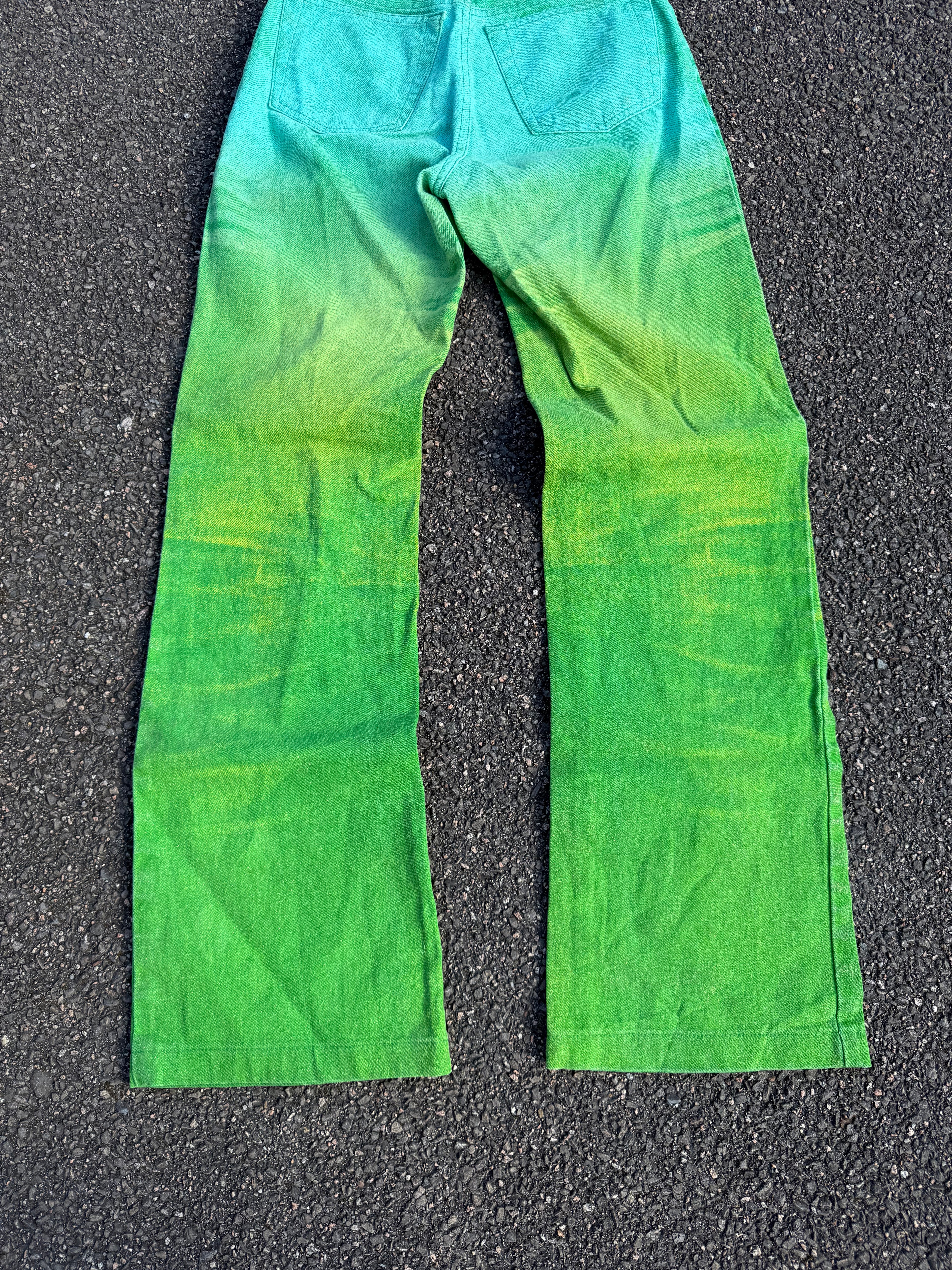 Just Cavalli Vintage Y2K Roberto Cavalli Faded Green Flared Jeans
