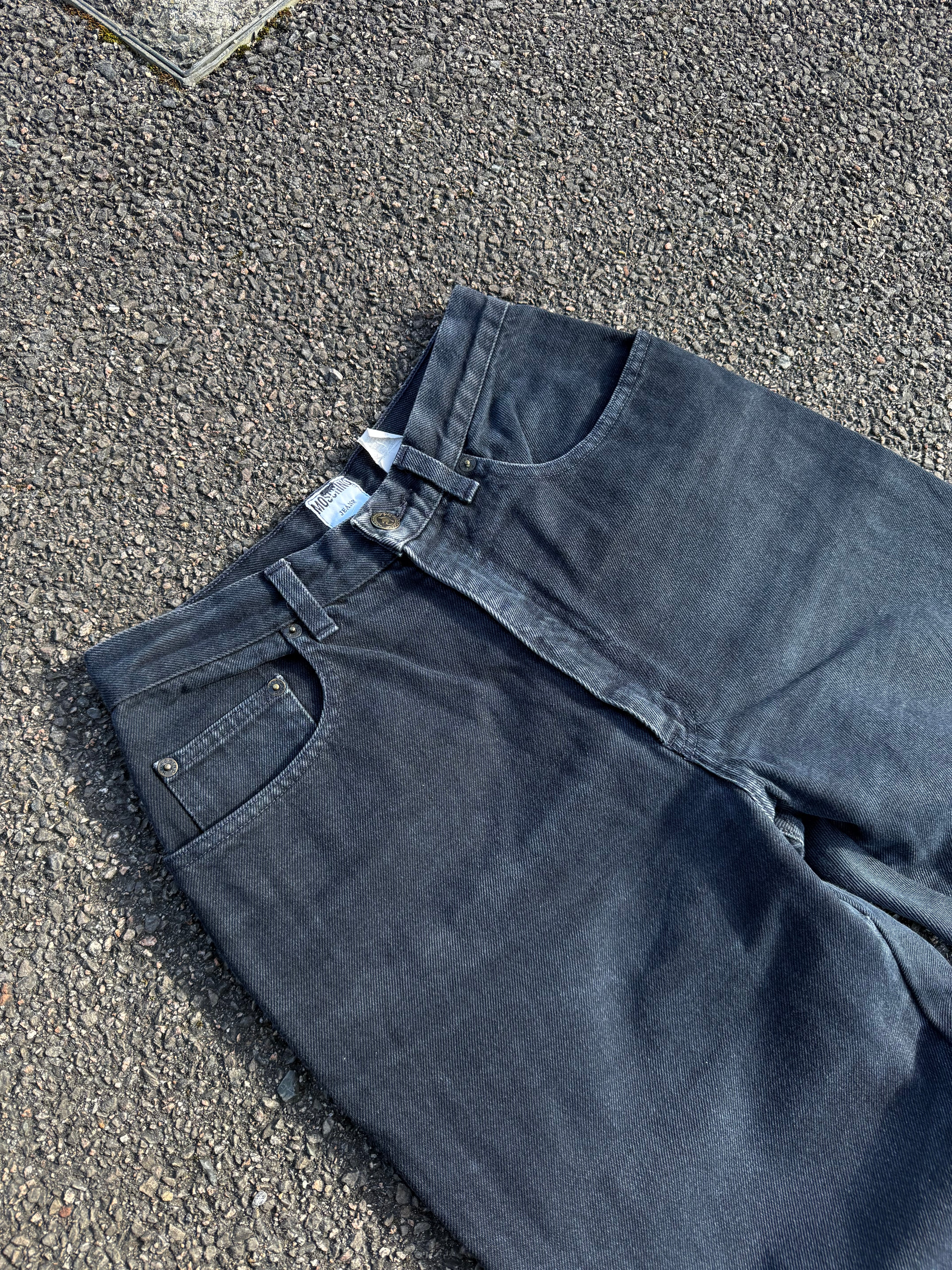 Moschino Vintage 90s Peace Faded Black Denim Jeans