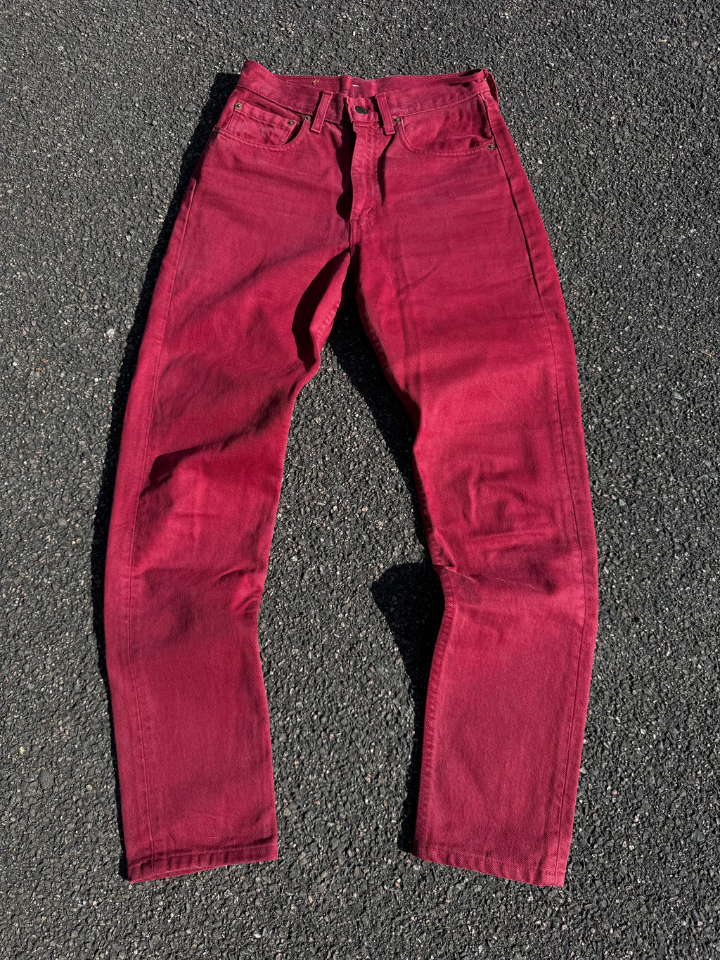 Vintage 90s Levi’s 534 02 Red Denim Jeans made in UK
