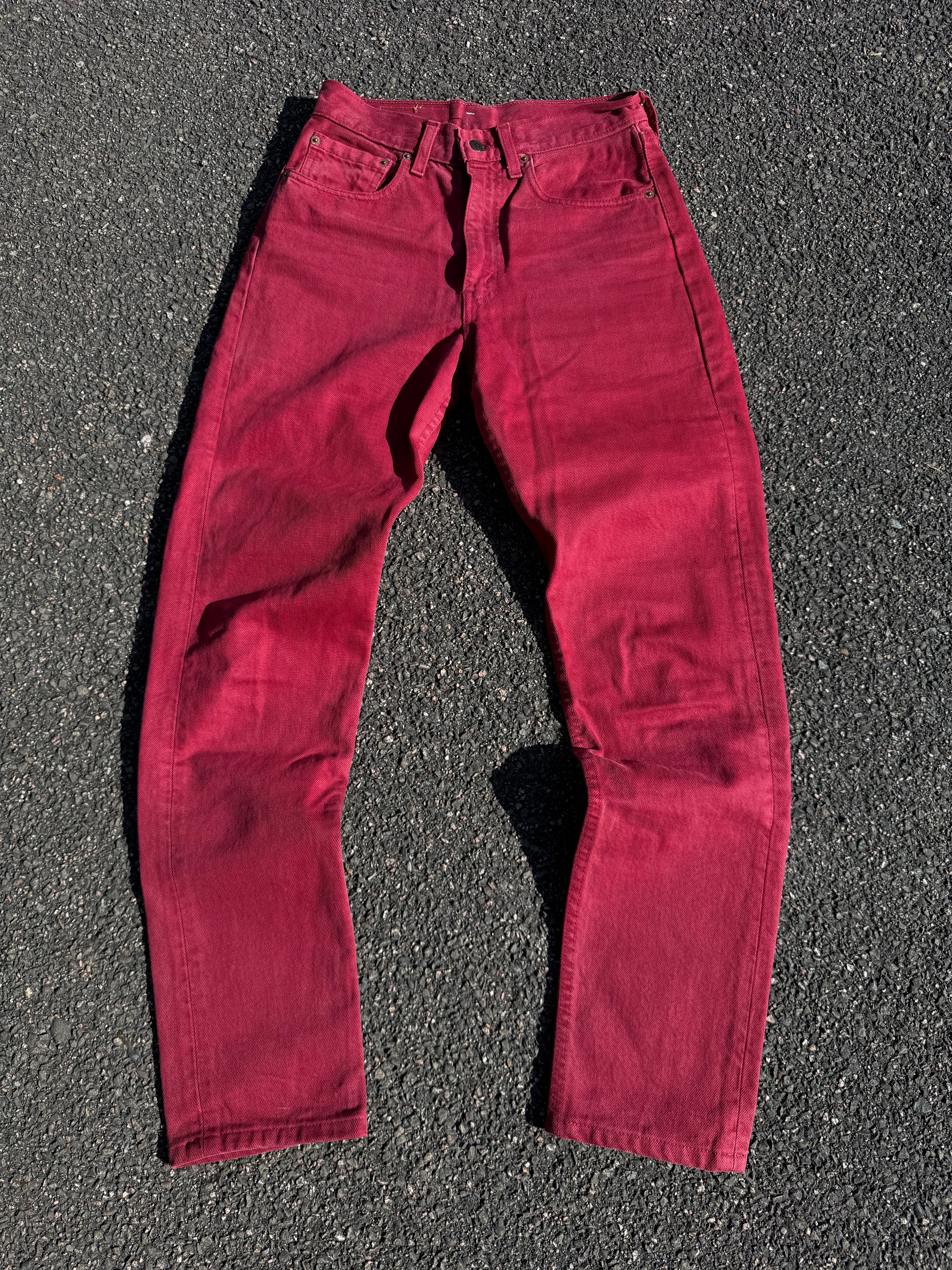 Vintage 90s Levi’s 534 02 Red Denim Jeans made in UK