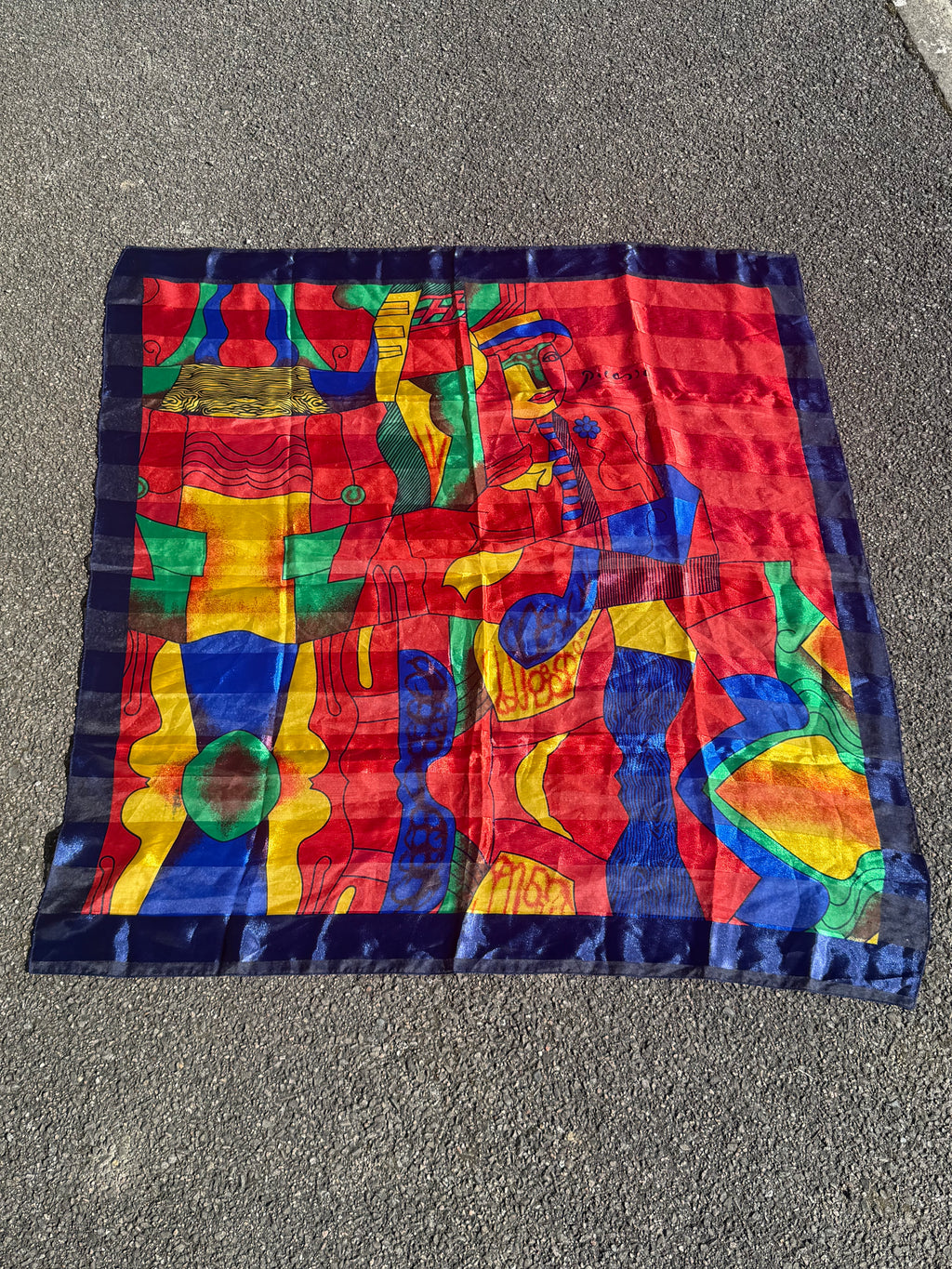 Pablo Picasso Vintage 2000s Abstract Art Satin Scarf