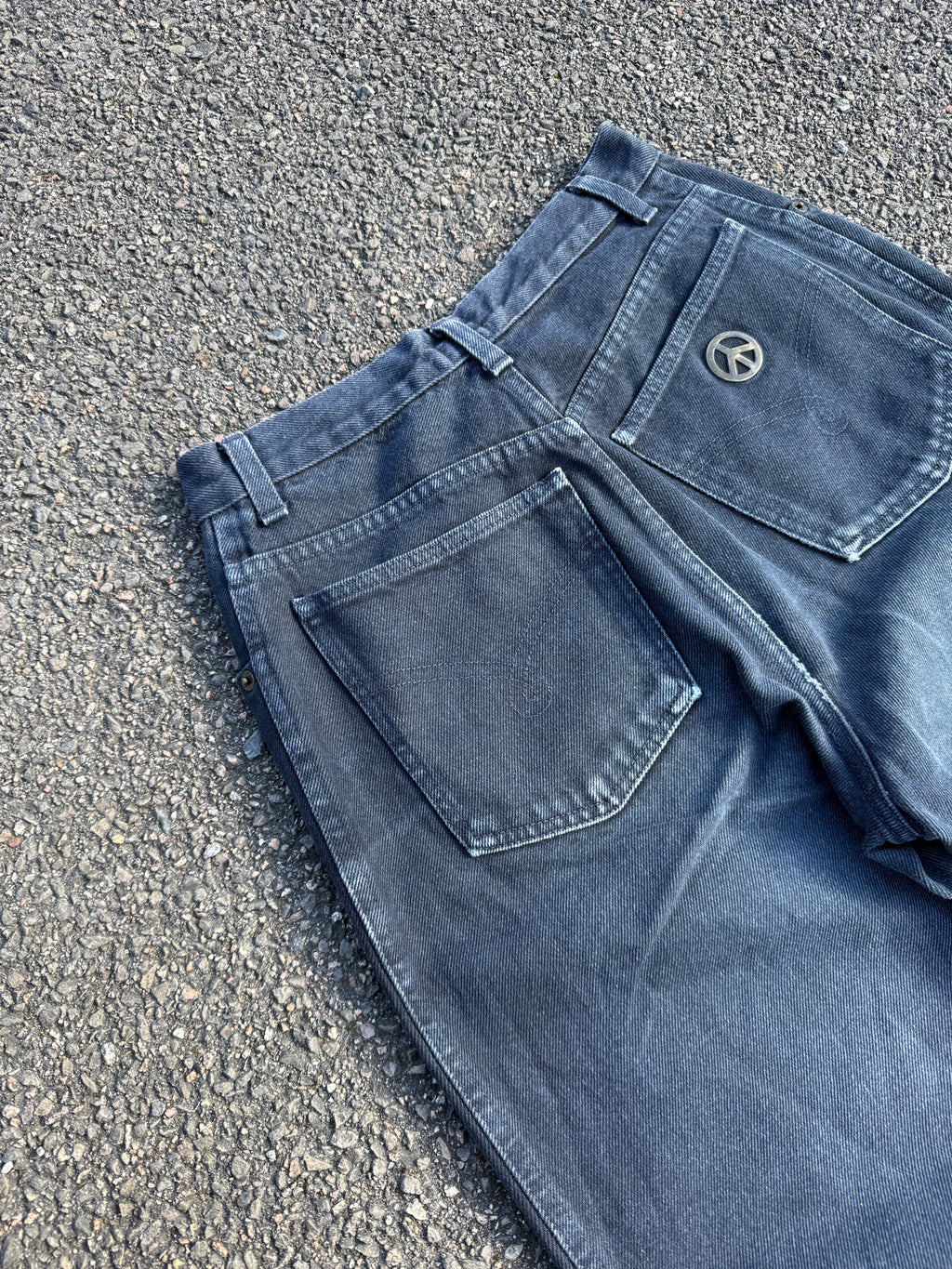 Moschino Vintage 90s Peace Faded Black Denim Jeans