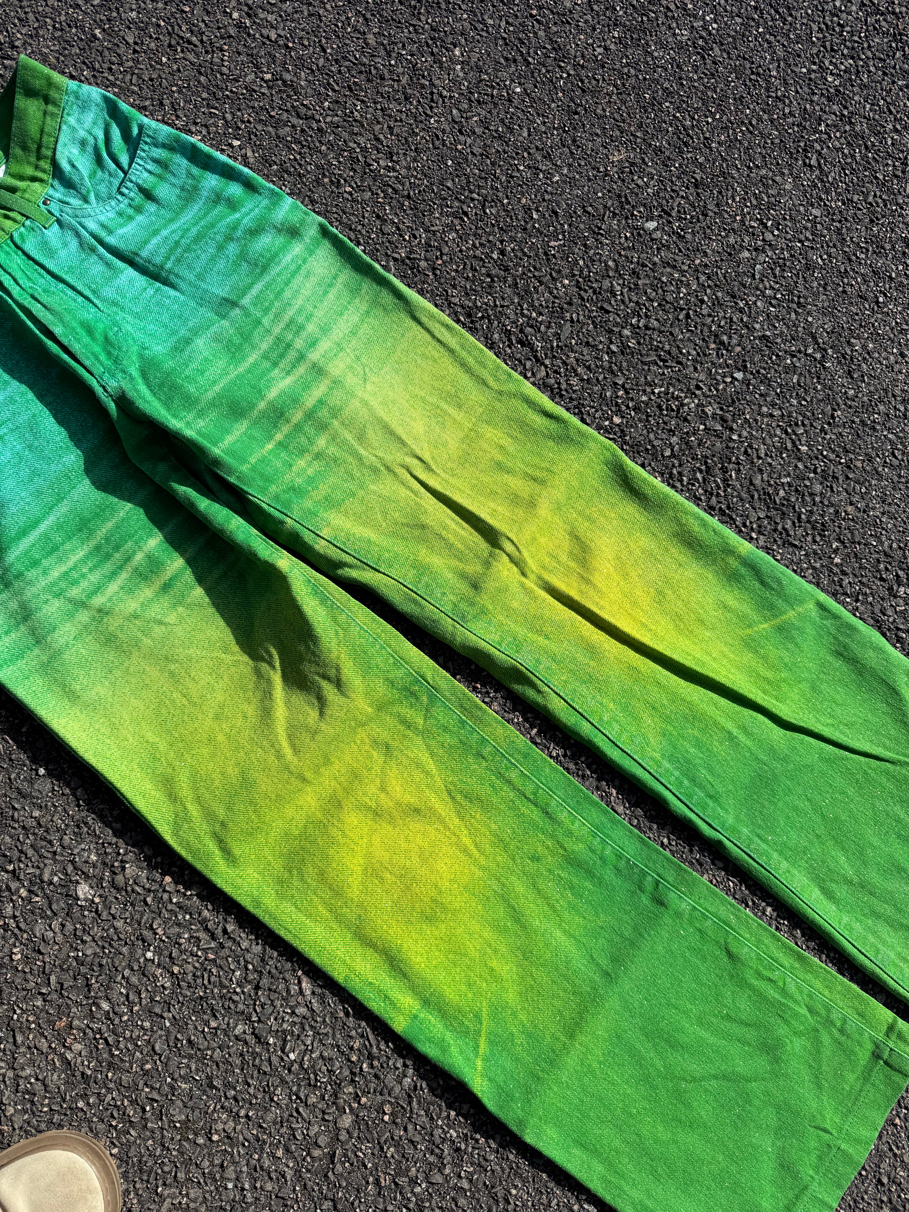 Just Cavalli Vintage Y2K Roberto Cavalli Faded Green Flared Jeans