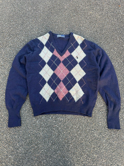 Polo Ralph Lauren Vintage 80s Made in USA Wool V Neck Sweater