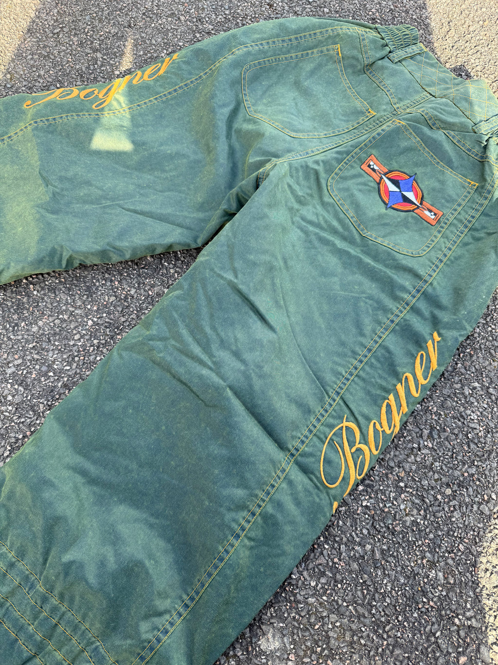 Bogner Vintage 90s Nylon Washed Embroidered Logo Ski Pants