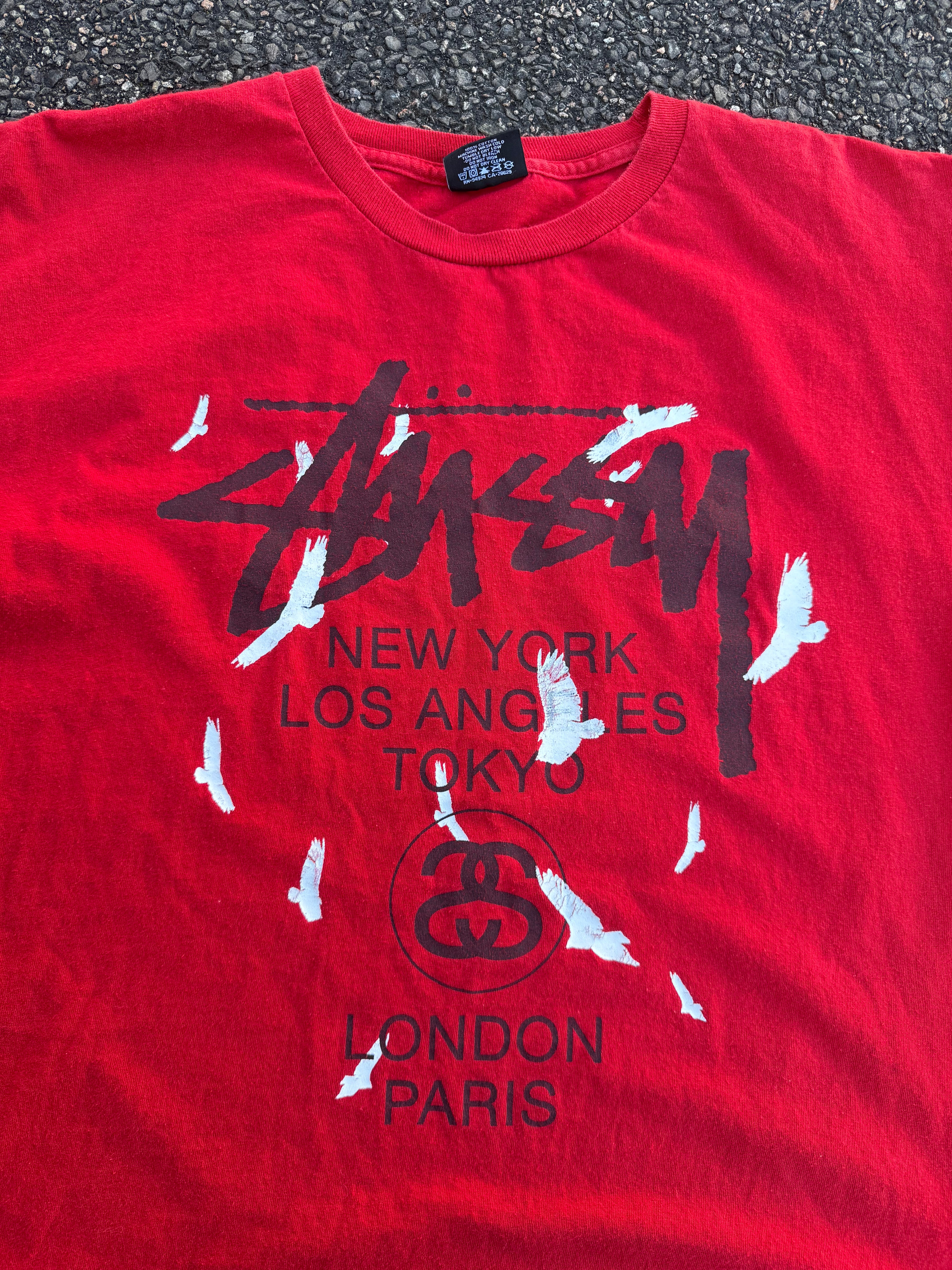 Stussy Vintage 2000s World Tour Birds Graphic T-shirt