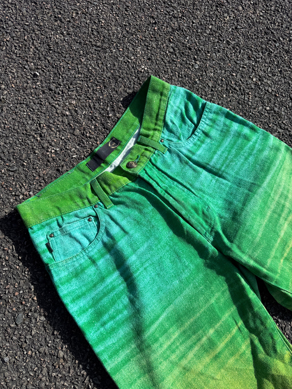 Just Cavalli Vintage Y2K Roberto Cavalli Faded Green Flared Jeans