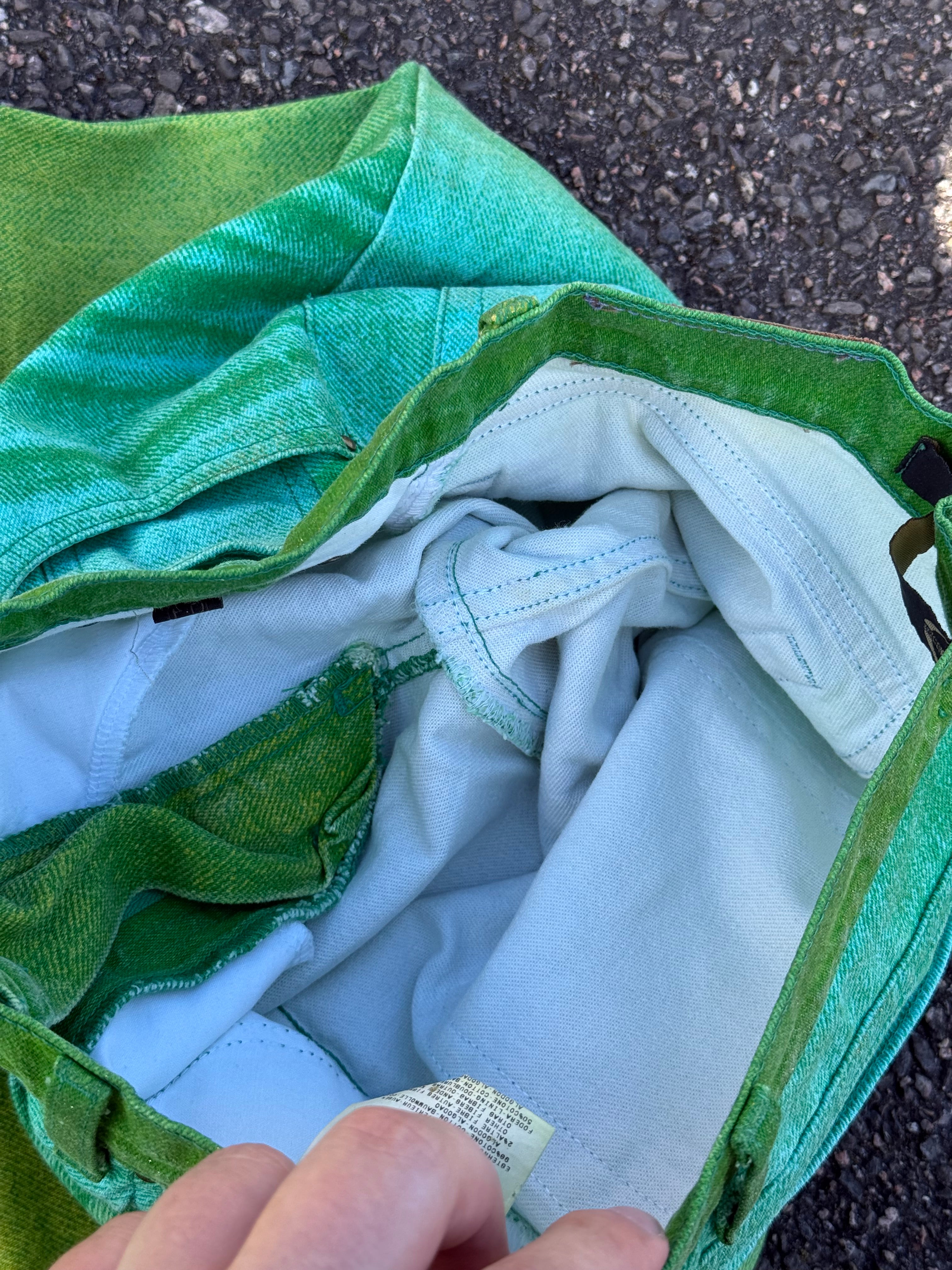 Just Cavalli Vintage Y2K Roberto Cavalli Faded Green Flared Jeans