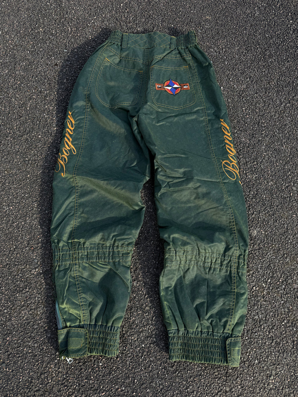 Bogner Vintage 90s Nylon Washed Embroidered Logo Ski Pants