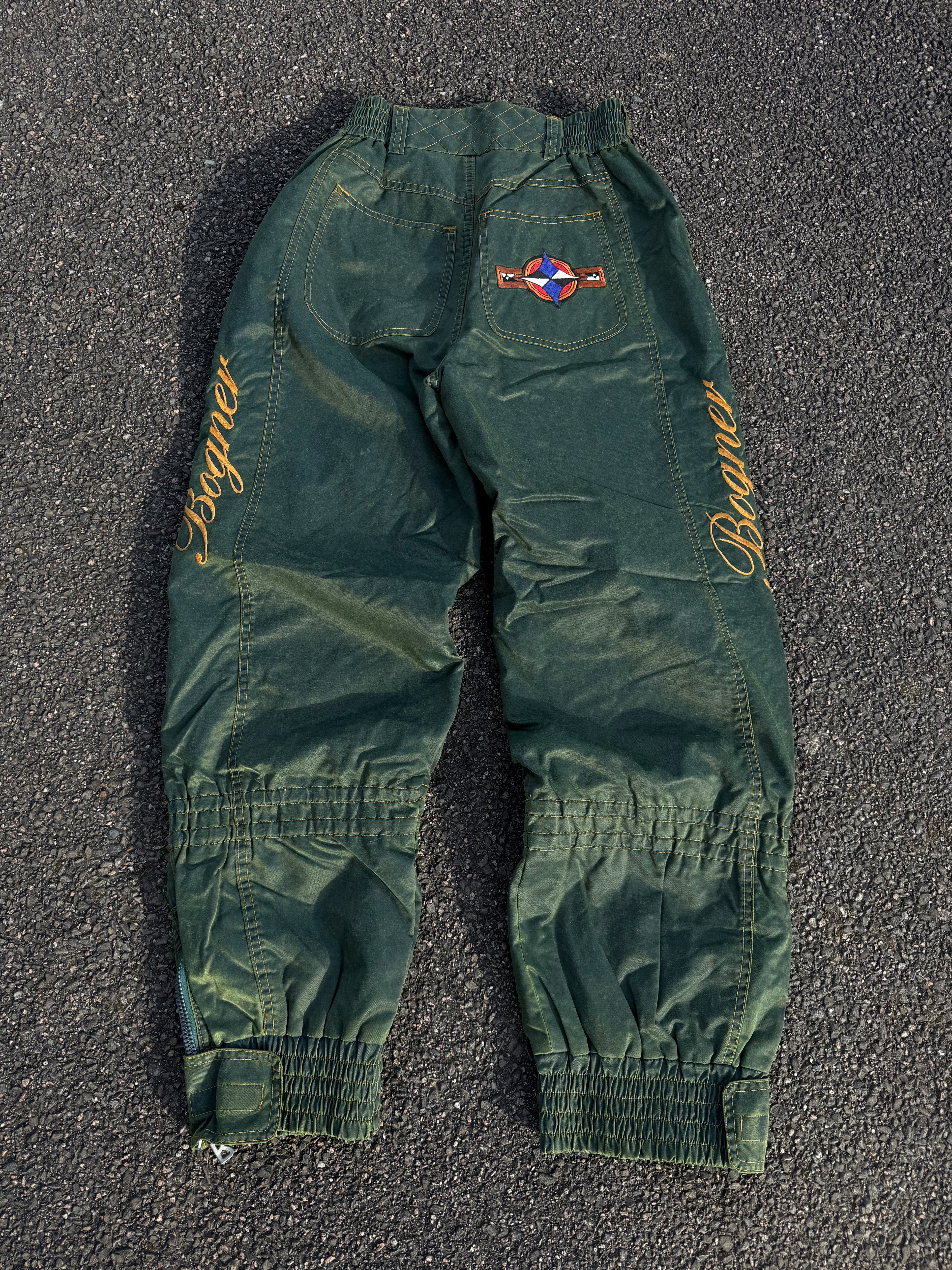 Bogner Vintage 90s Nylon Washed Embroidered Logo Ski Pants