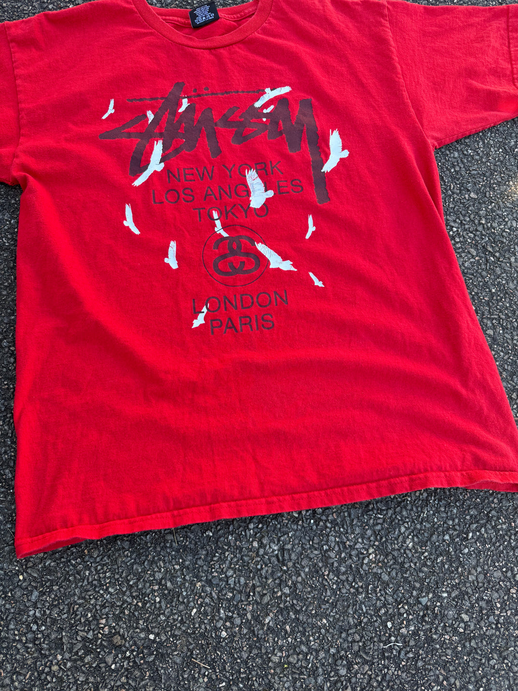 Stussy Vintage 2000s World Tour Birds Graphic T-shirt