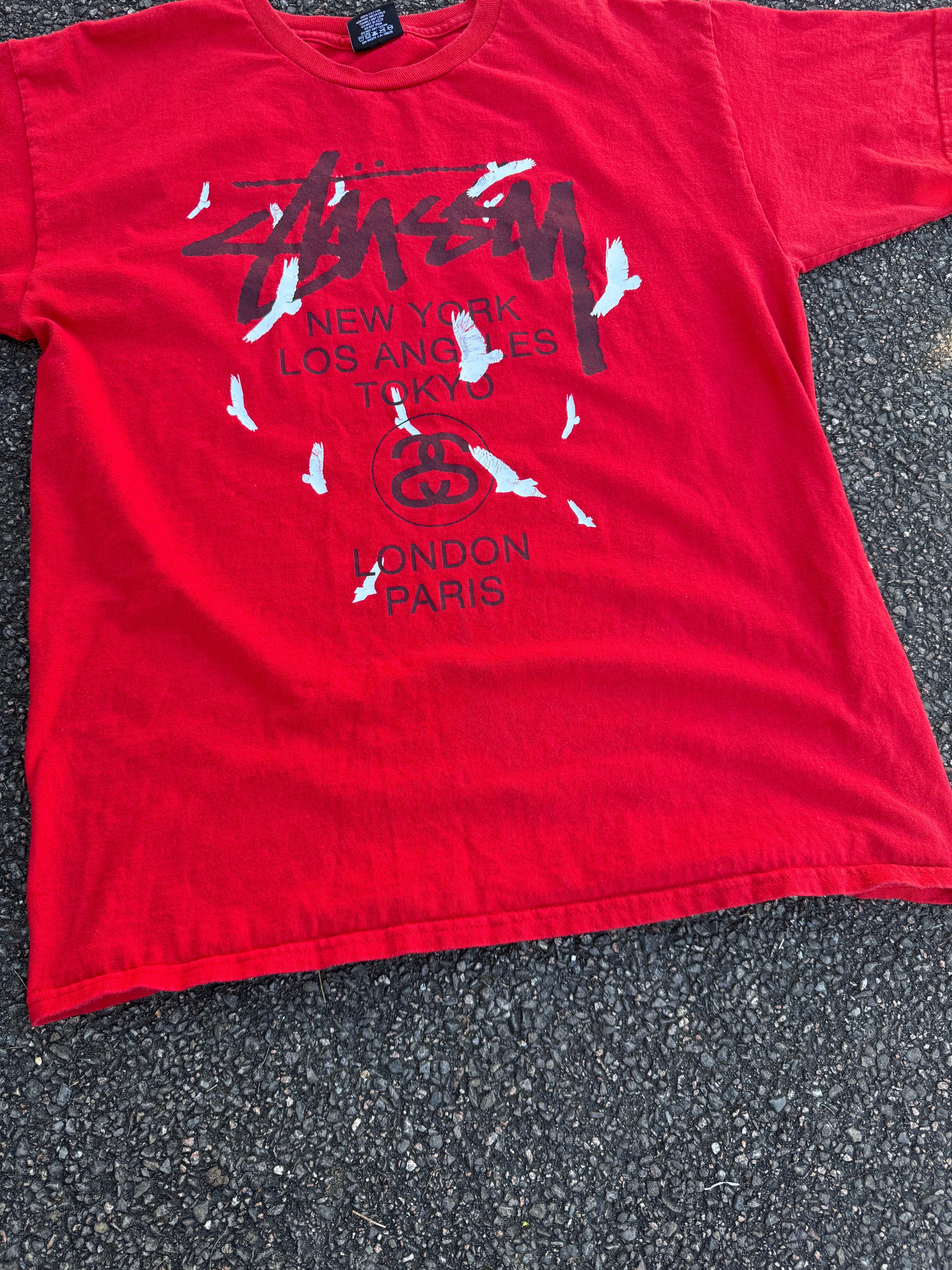 Stussy Vintage 2000s World Tour Birds Graphic T-shirt