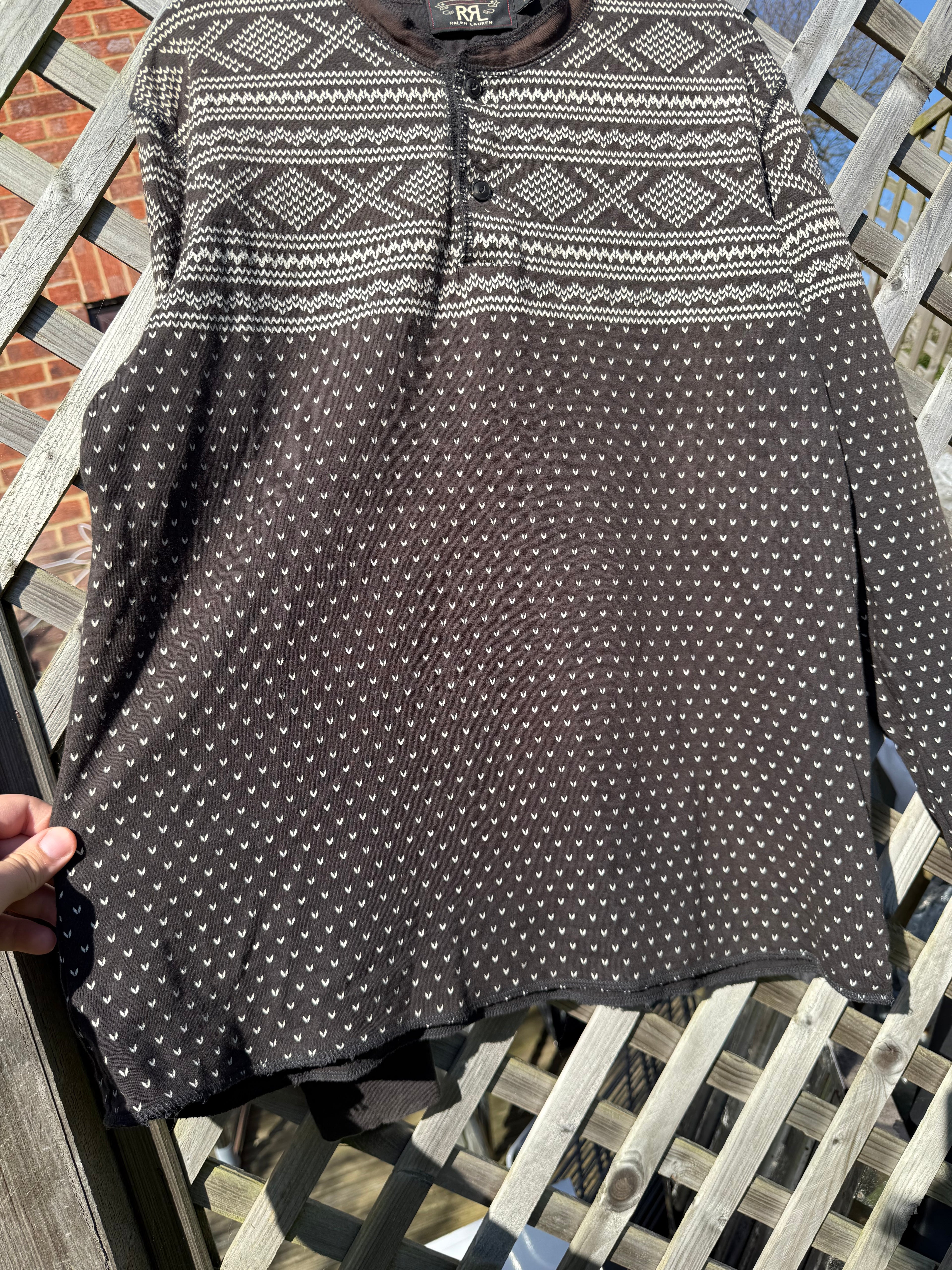 RRL Ralph Lauren Double RL Western Henley Long Sleeve Sweater