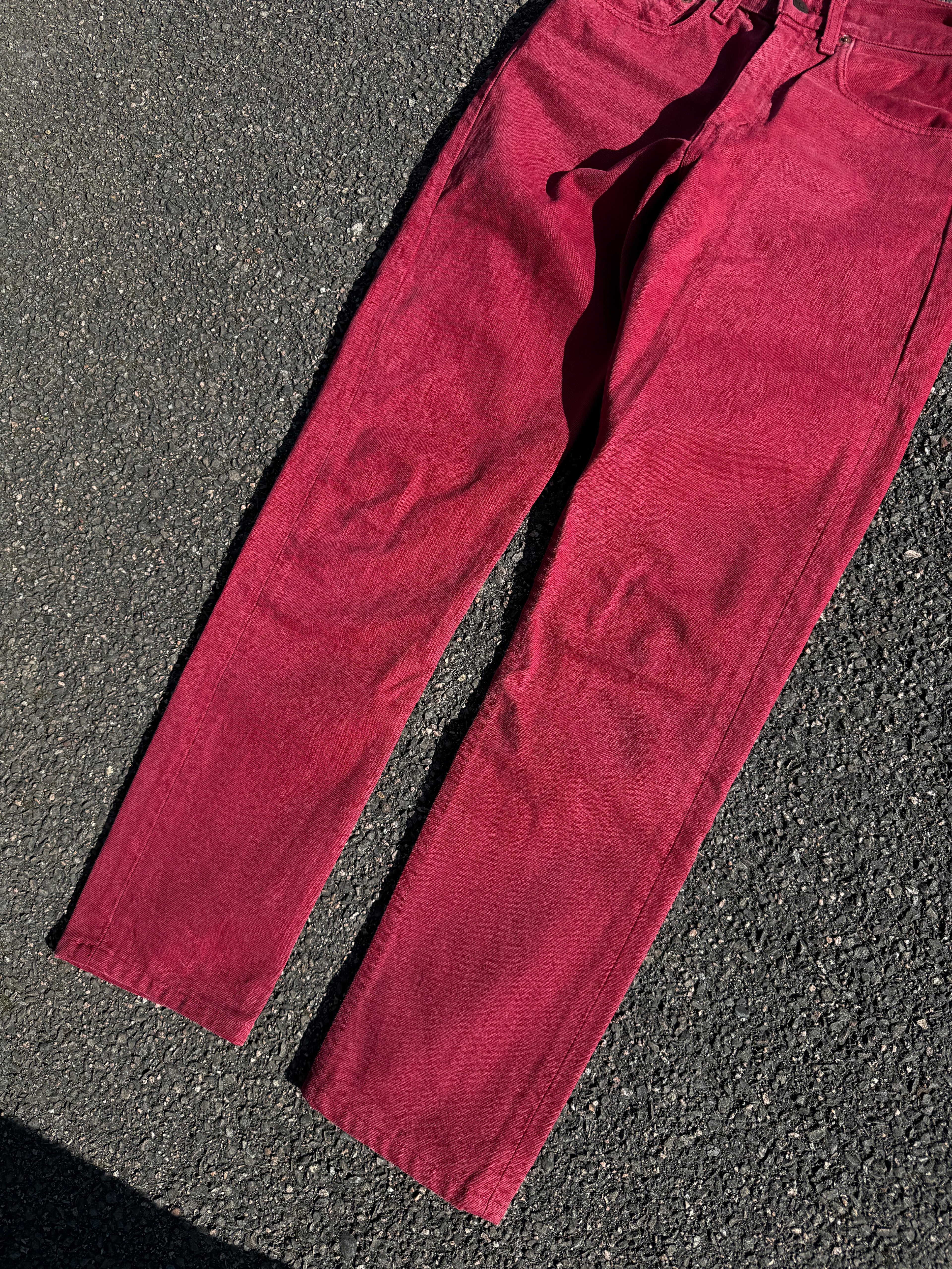 Vintage 90s Levi’s 534 02 Red Denim Jeans made in UK
