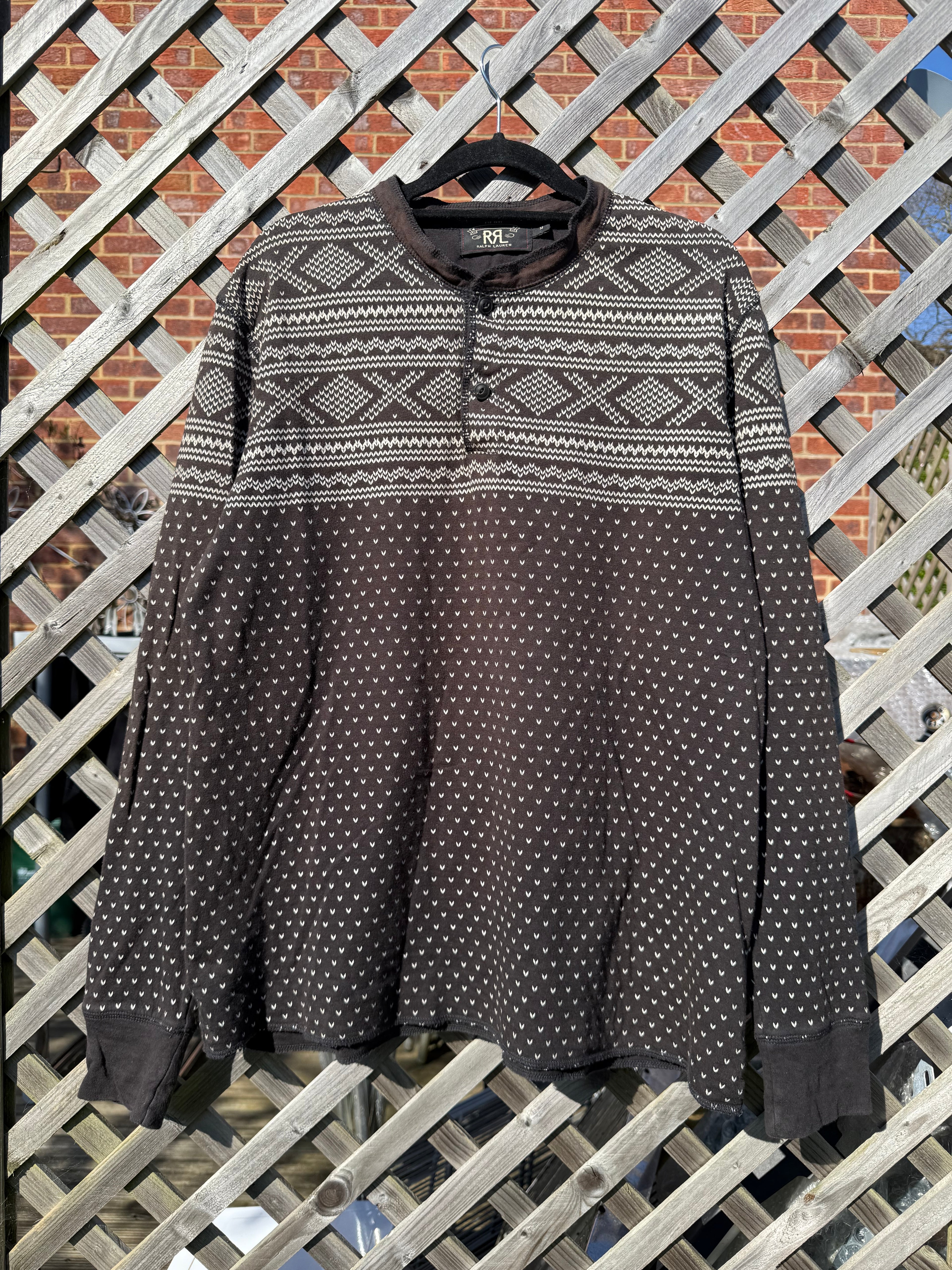 RRL Ralph Lauren Double RL Western Henley Long Sleeve Sweater
