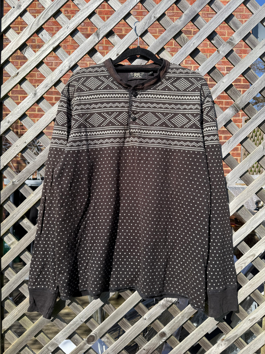 RRL Ralph Lauren Double RL Western Henley Long Sleeve Sweater