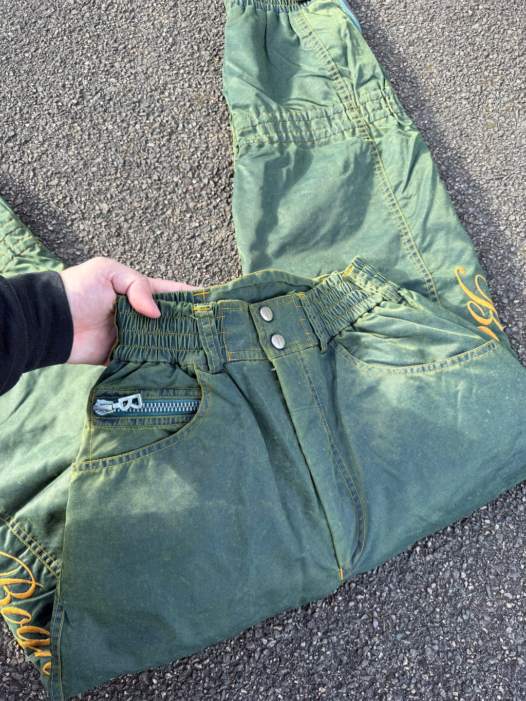 Bogner Vintage 90s Nylon Washed Embroidered Logo Ski Pants