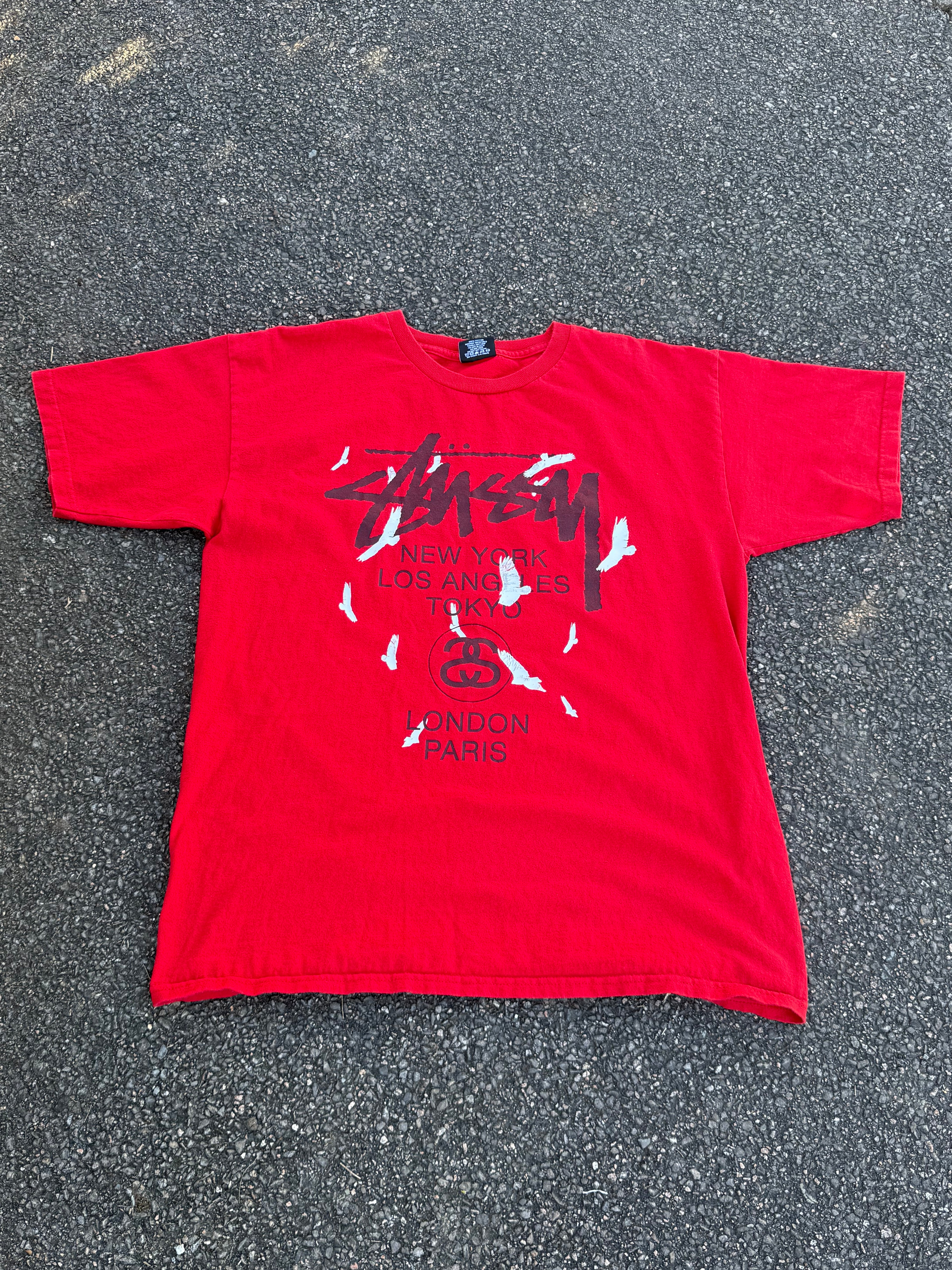 Stussy Vintage 2000s World Tour Birds Graphic T-shirt