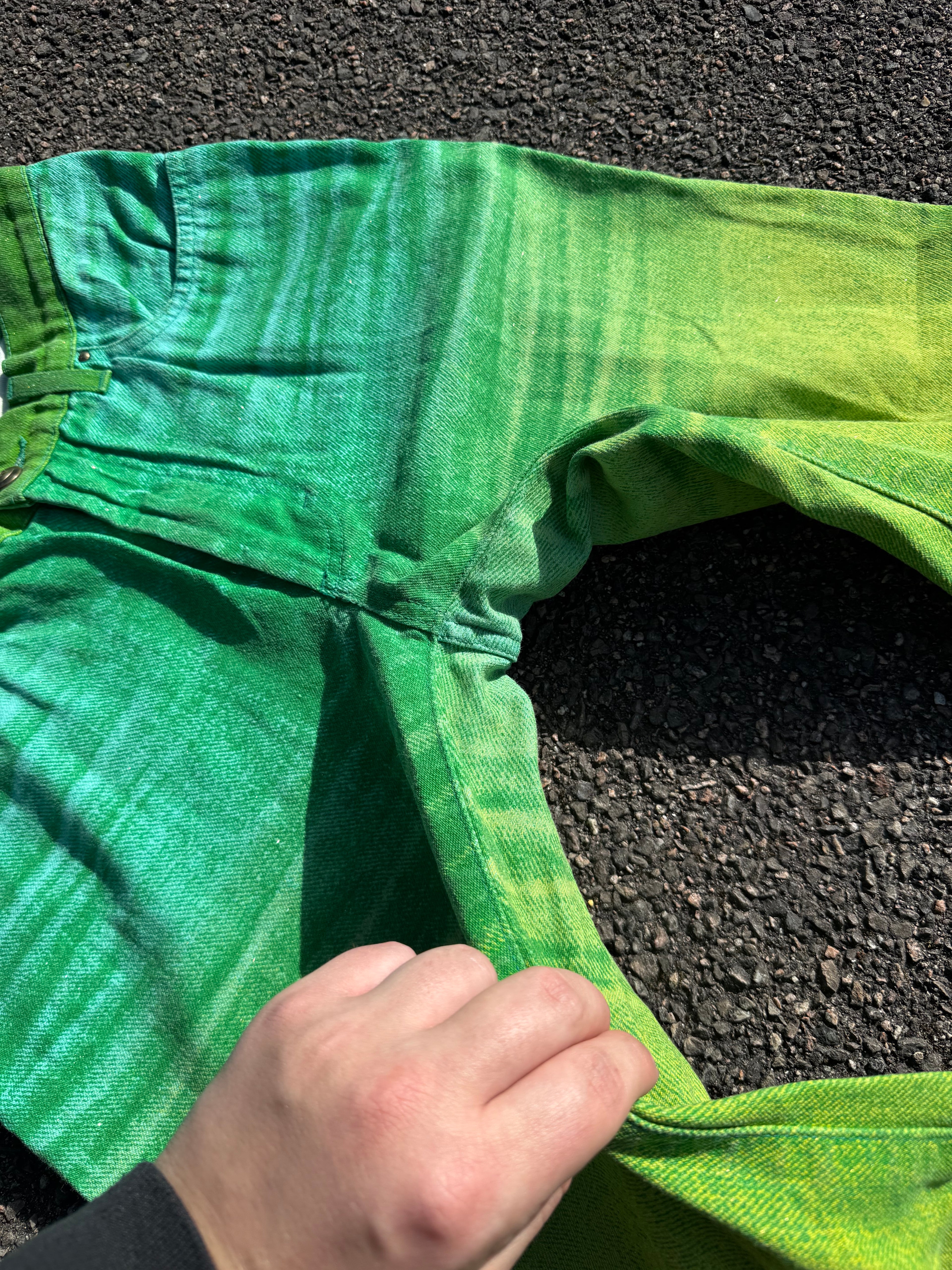 Just Cavalli Vintage Y2K Roberto Cavalli Faded Green Flared Jeans