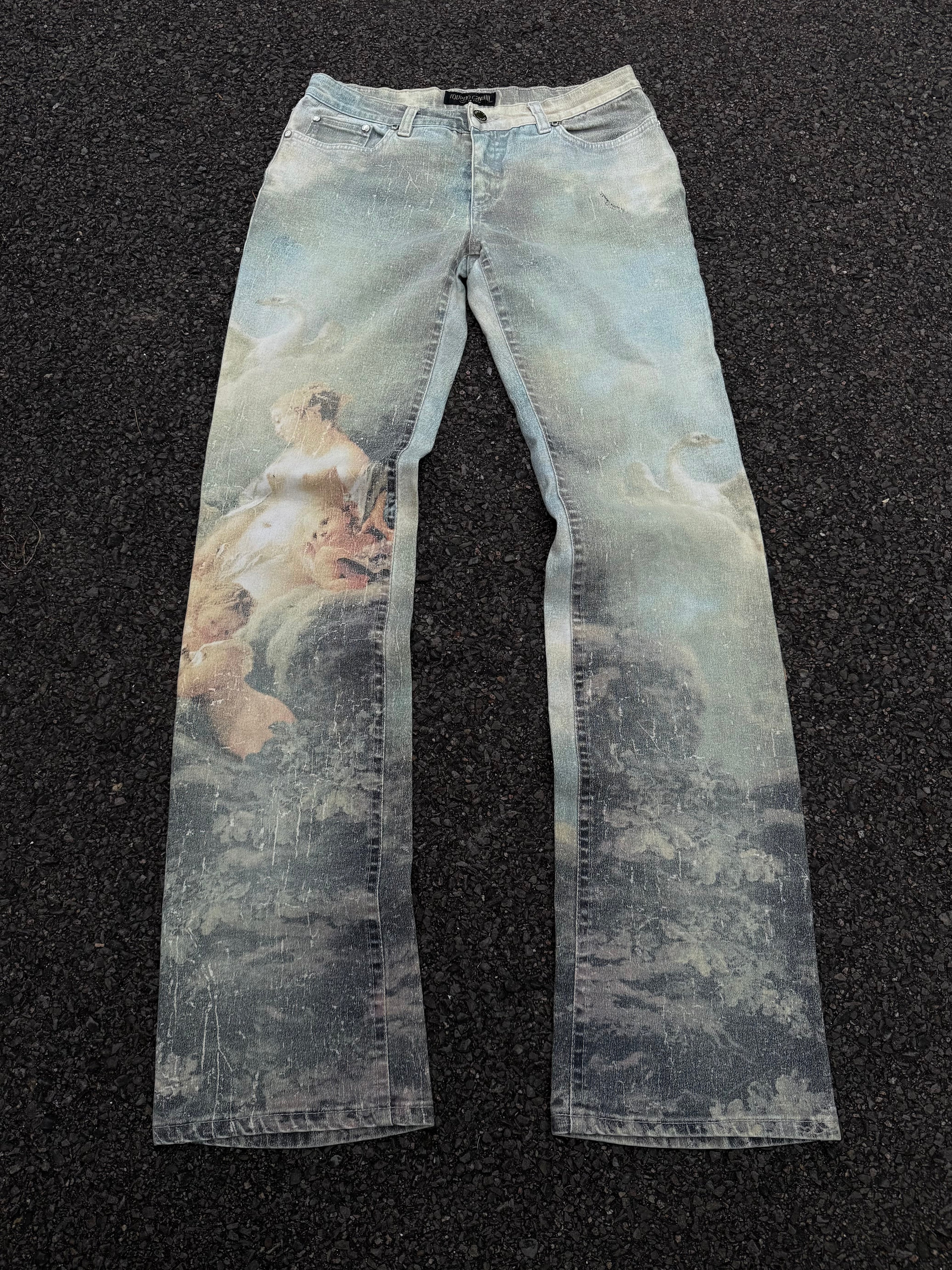 Roberto Cavalli F/W 1994 Renaissance Vintage Printed
Flared Pants