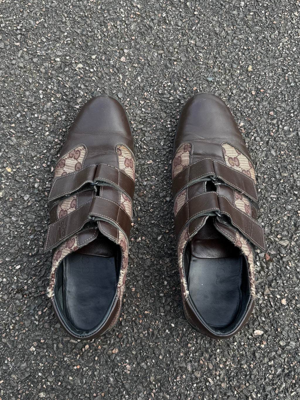 Gucci Vintage 90s Monogram Leather Brown Trainers