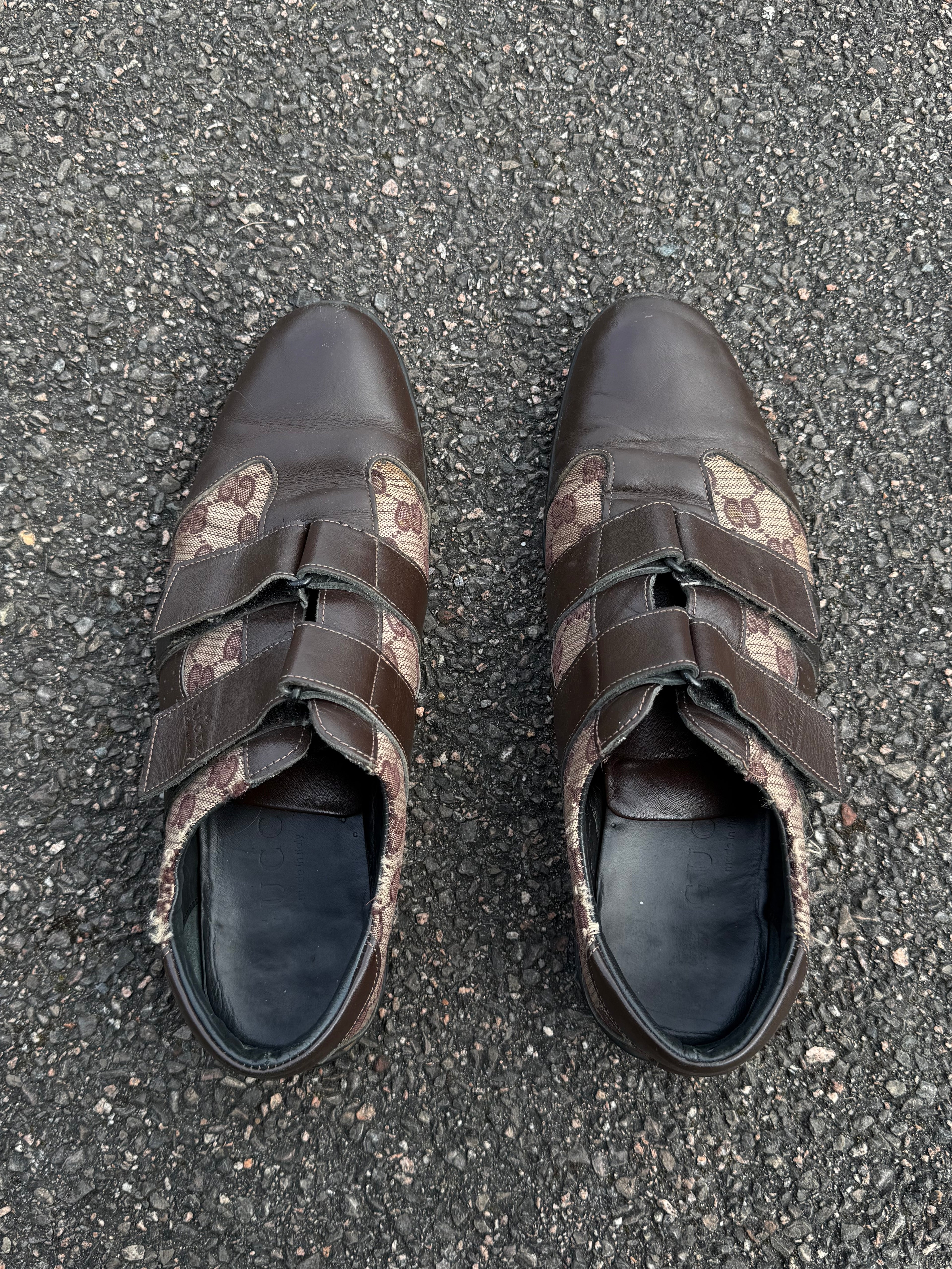 Gucci Vintage 90s Monogram Leather Brown Trainers