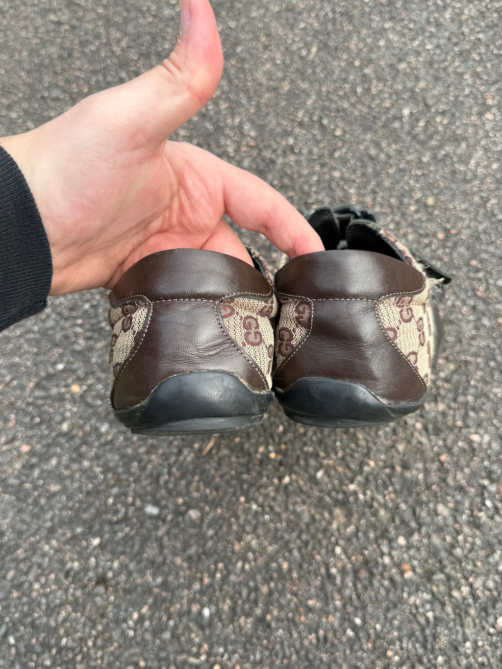 Gucci Vintage 90s Monogram Leather Brown Trainers