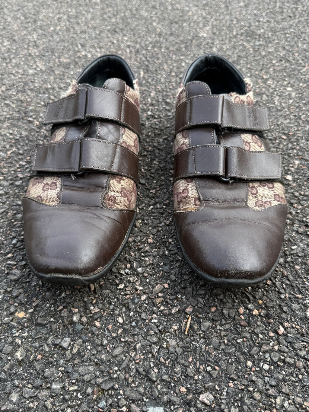 Gucci Vintage 90s Monogram Leather Brown Trainers