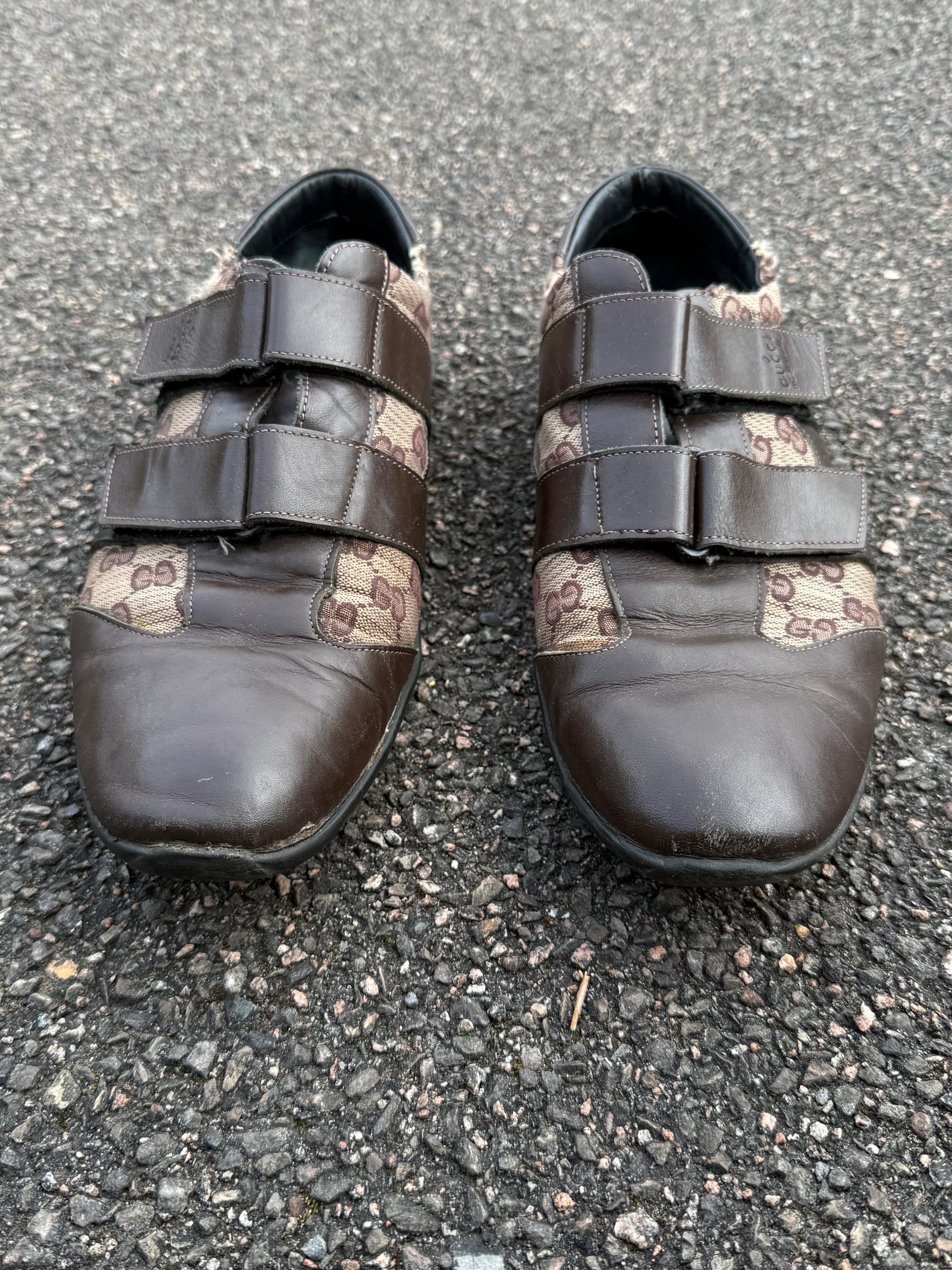 Gucci Vintage 90s Monogram Leather Brown Trainers