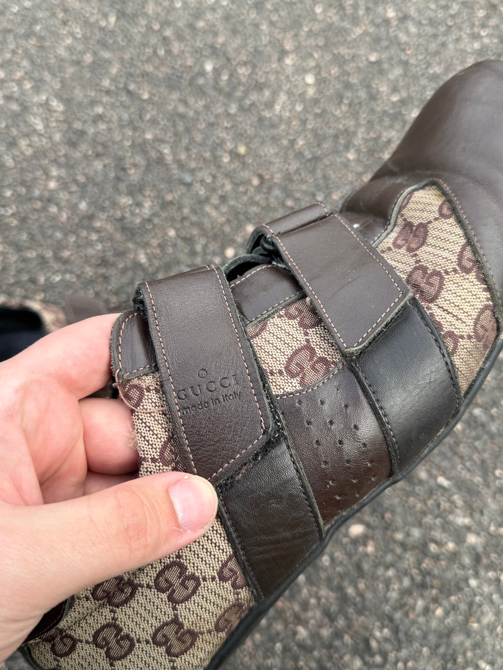 Gucci Vintage 90s Monogram Leather Brown Trainers