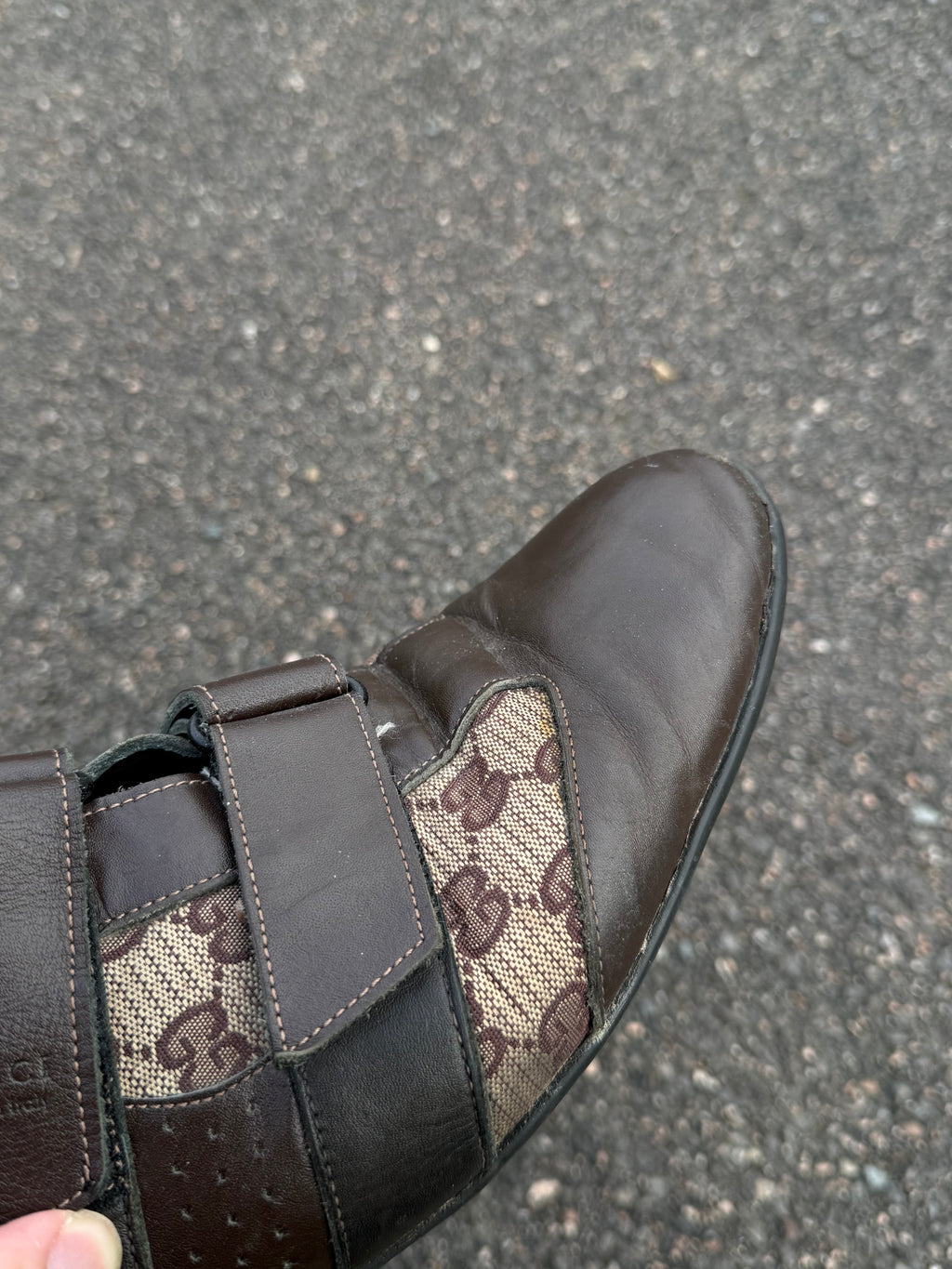 Gucci Vintage 90s Monogram Leather Brown Trainers