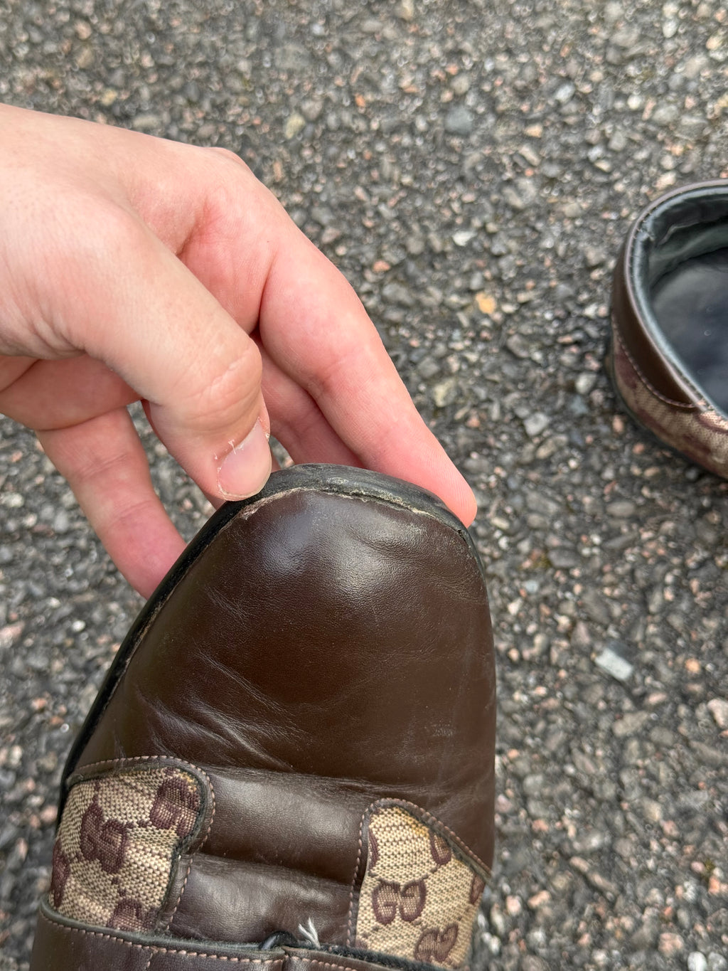 Gucci Vintage 90s Monogram Leather Brown Trainers