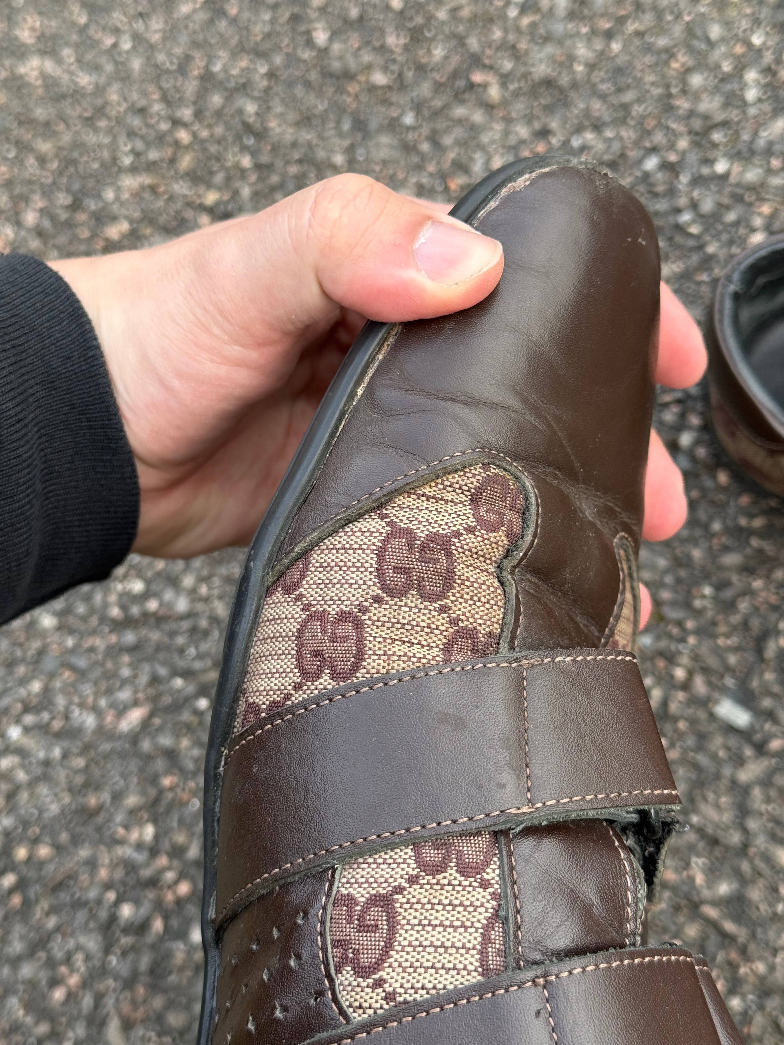 Gucci Vintage 90s Monogram Leather Brown Trainers