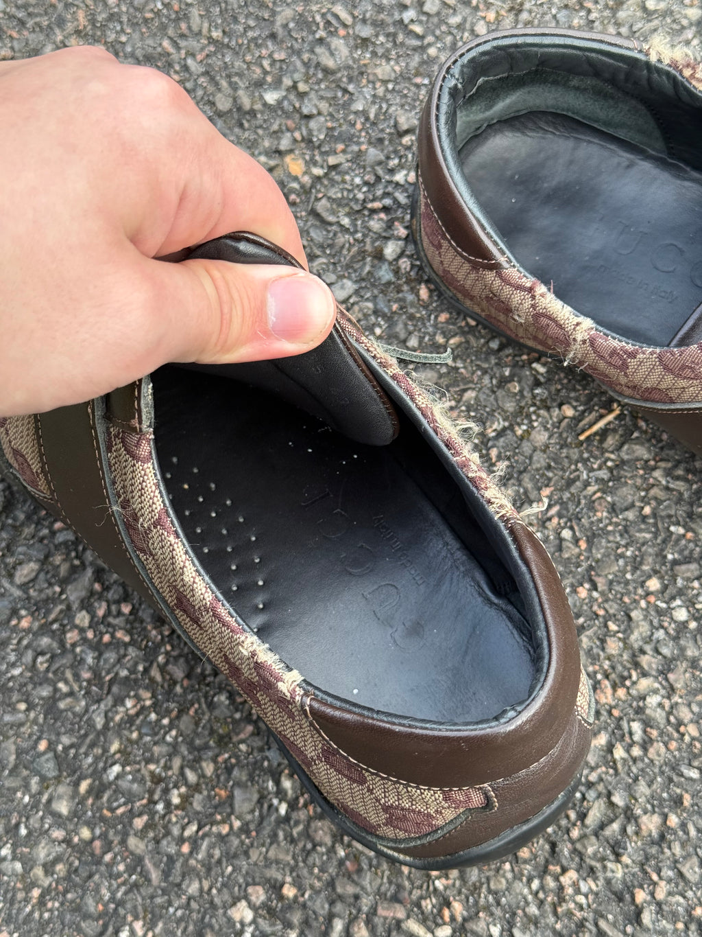 Gucci Vintage 90s Monogram Leather Brown Trainers